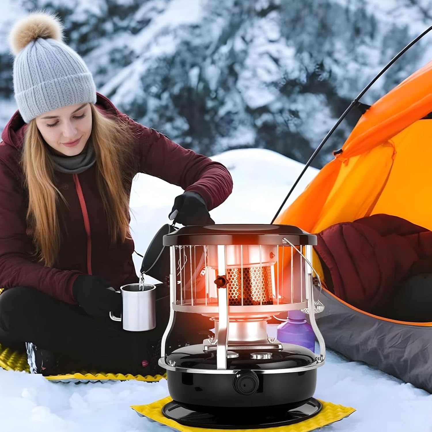 Sanpyl Kerosene Heater, 9000BTU Indoor Outdoor Portable Space Heating Machine for Home Garage Basement Camping, Adjustable Height