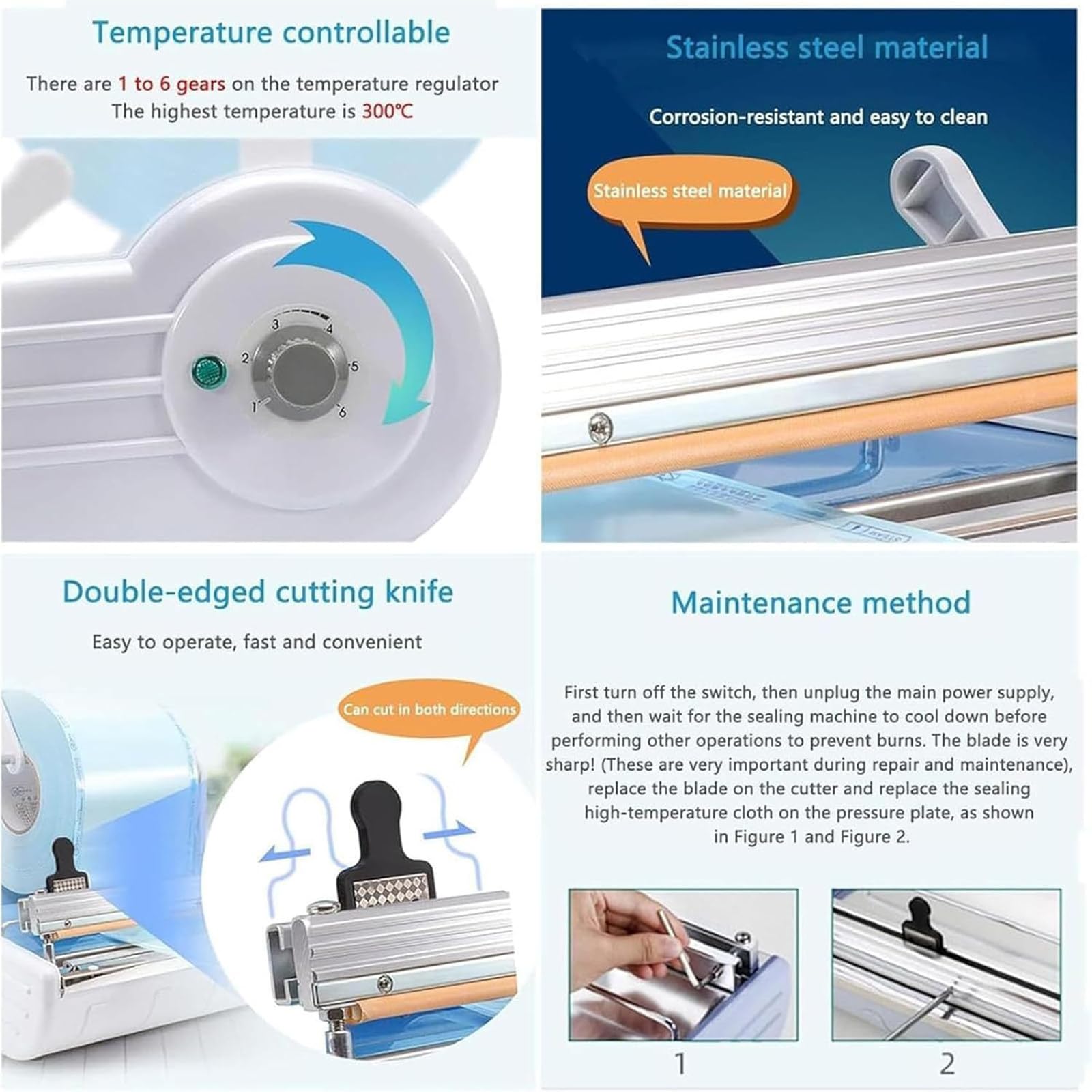 Sellador térmico médico de 500 W, sellador dental automático, temperatura de sellado 300 ℃, ancho de sellado ≤ 300 mm, ideal para clínicas, hospitales, laboratorios