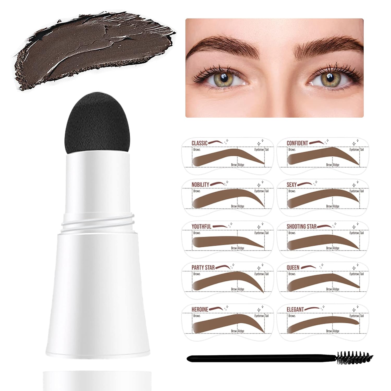 Eyebrow Stamp Stencil Kit Perfect Eye Brow Stamping Kit Waterproof Eyebrow Stamp Long-lasting Brow Stamp Eyebrow Kit For Beginners in Beauty & Personal Care Light Brown