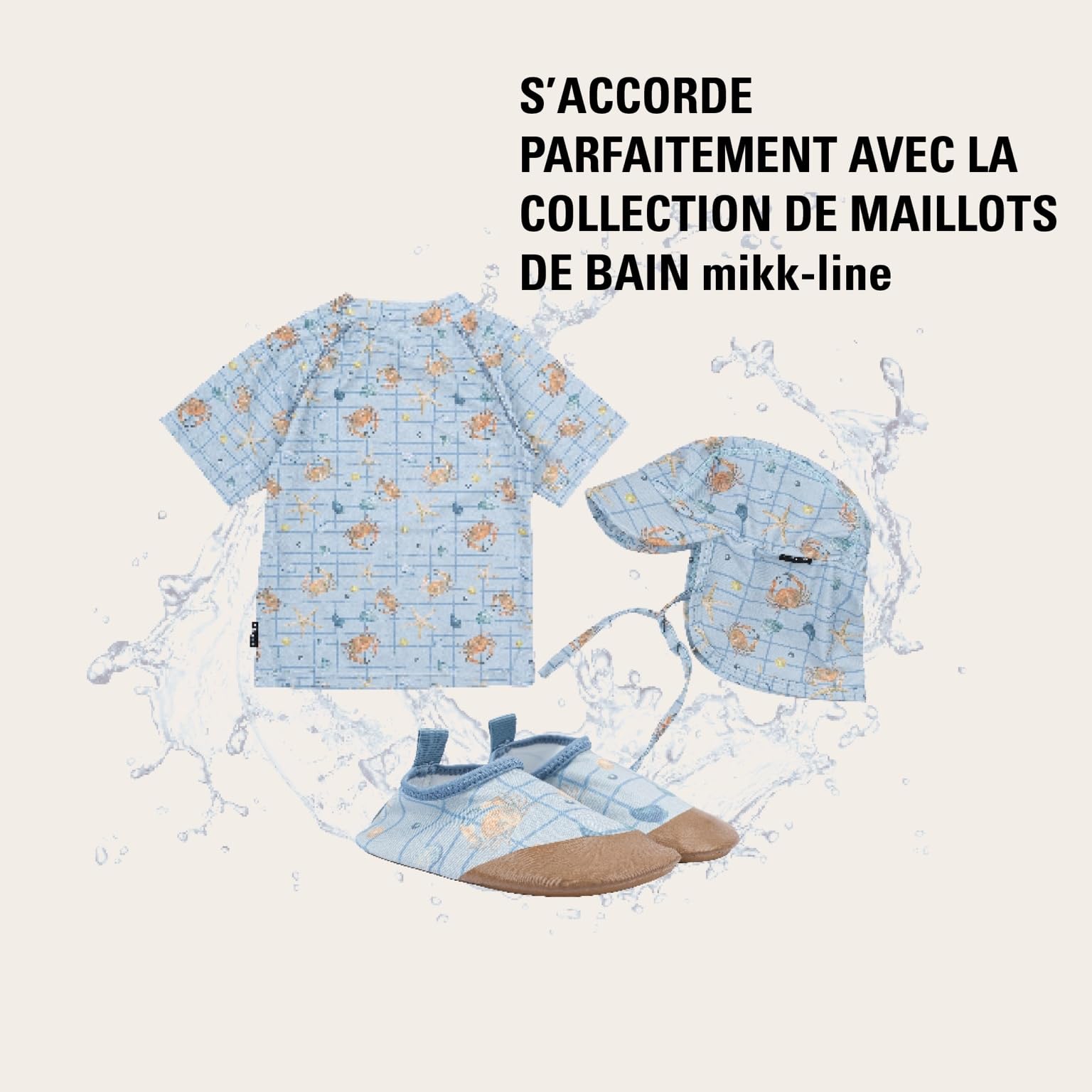 Mikk-line Chaussures de bain pour enfant Faded Denim – Chaussures aquatiques avec semelle en caoutchouc antidérapante, chaussures de natation en 83 % polyester recyclé, légères, protection contre le