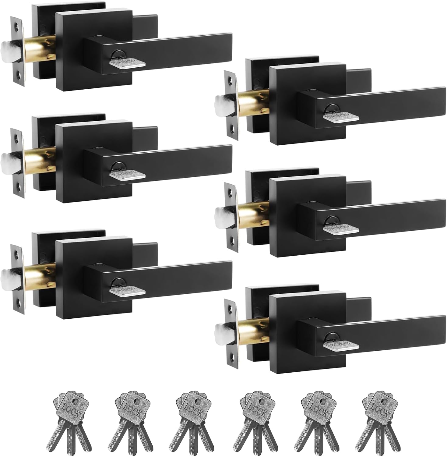 Entry Door Lever Exterior Door Handle Keyed Set with Lock and Key Secure Keyed Reversible Lever Exterior for Front Entrance and Bedrooms, Matte Black, Pick Resistant Smartkey Rekey Security