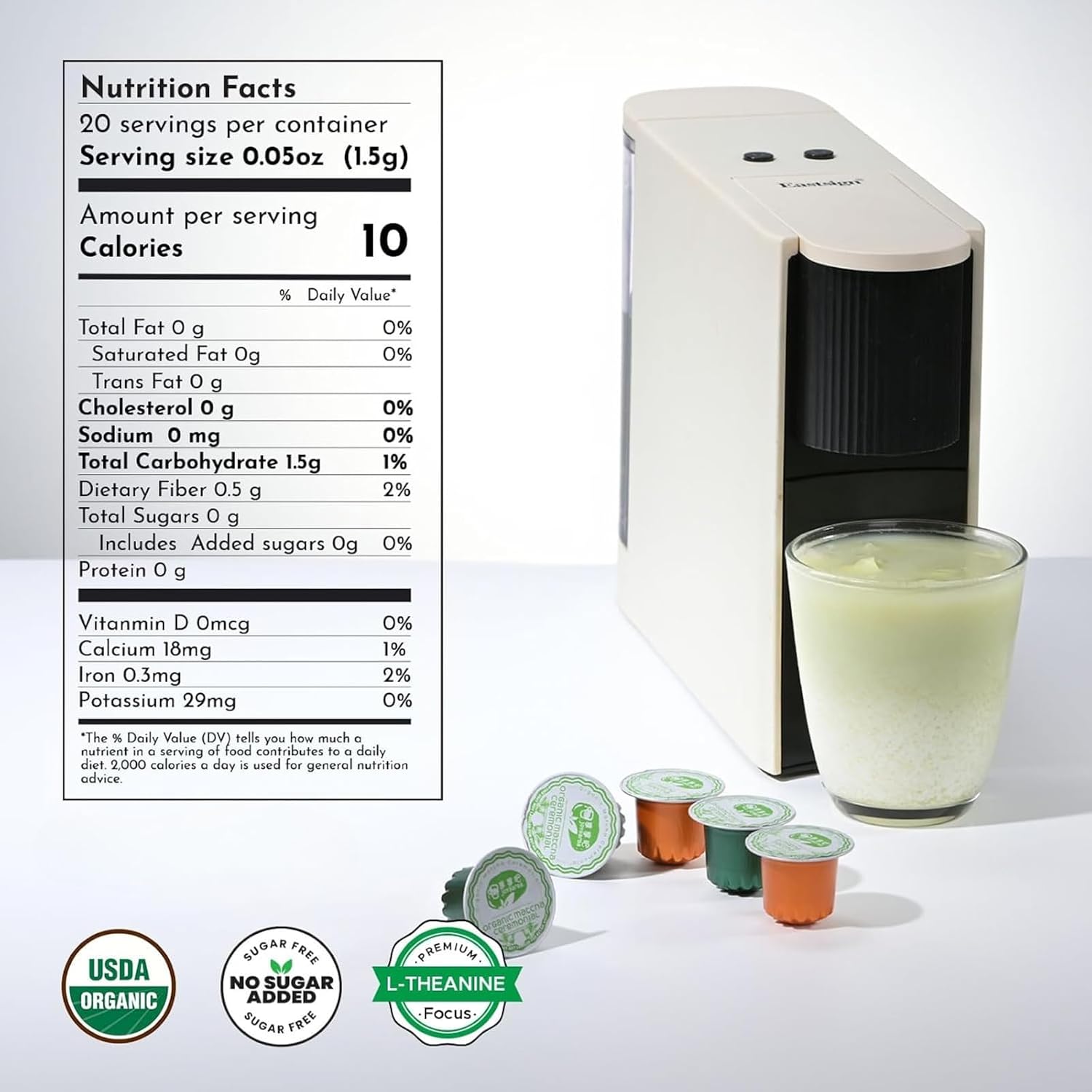 JOYBARBA Ginseng Matcha Pods for Nespresso Original Line, 20 Pack | 3 Flavors Matcha Powder Aluminum Capsules, Easy One-Touch Brewing, Herbal Vitality
