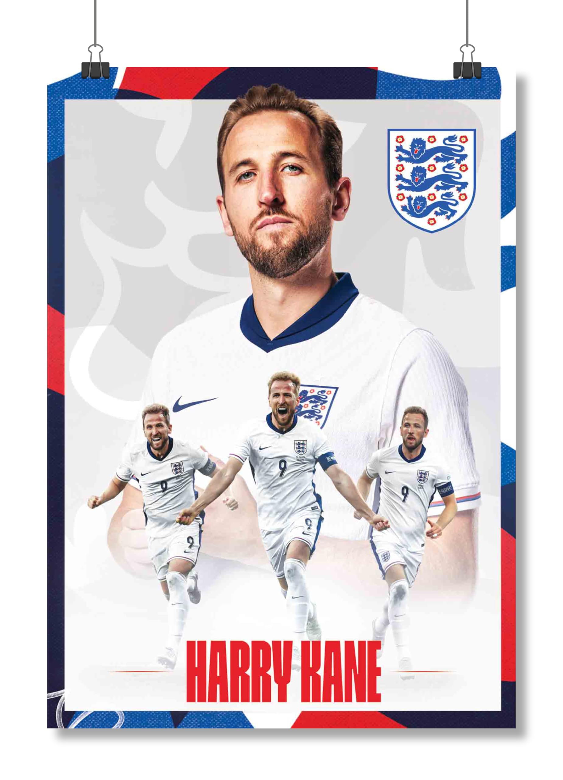 England Harry Kane 24/25 Headshot Poster A2 - Official Harry Kane Poster - Perfect England Gifts for Boys & girls - Football Wall Art - Premier League Posters & England Gift Idea