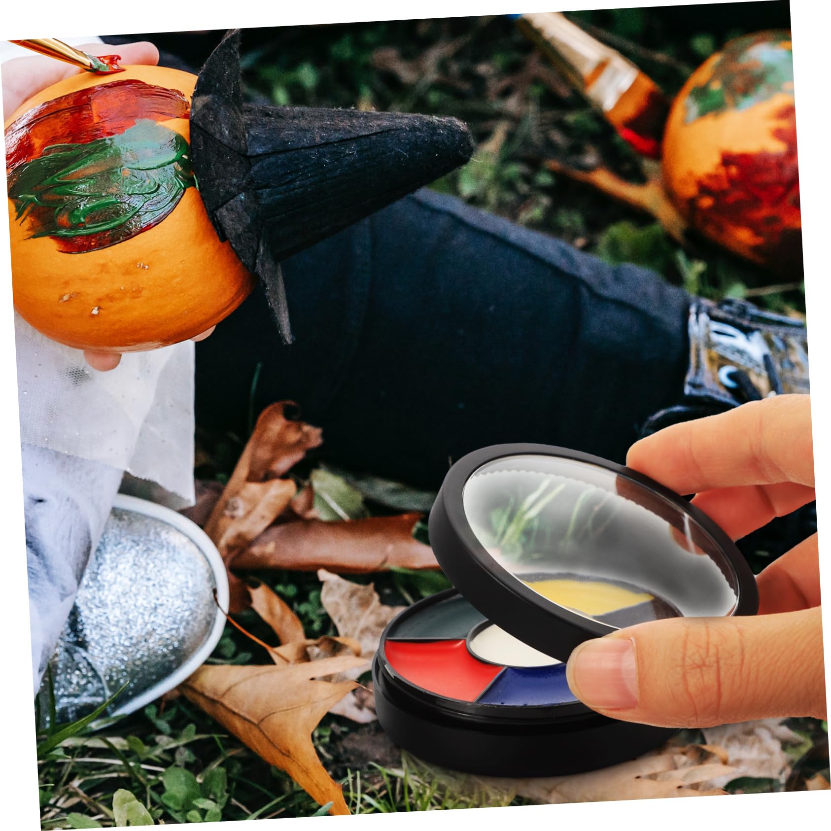 Kit di Trucco per Halloween da 3 Pezzi 6 Ruote di Pigmento Materiali per Il Trucco Decorazioni per Feste Sicure per Cosplay