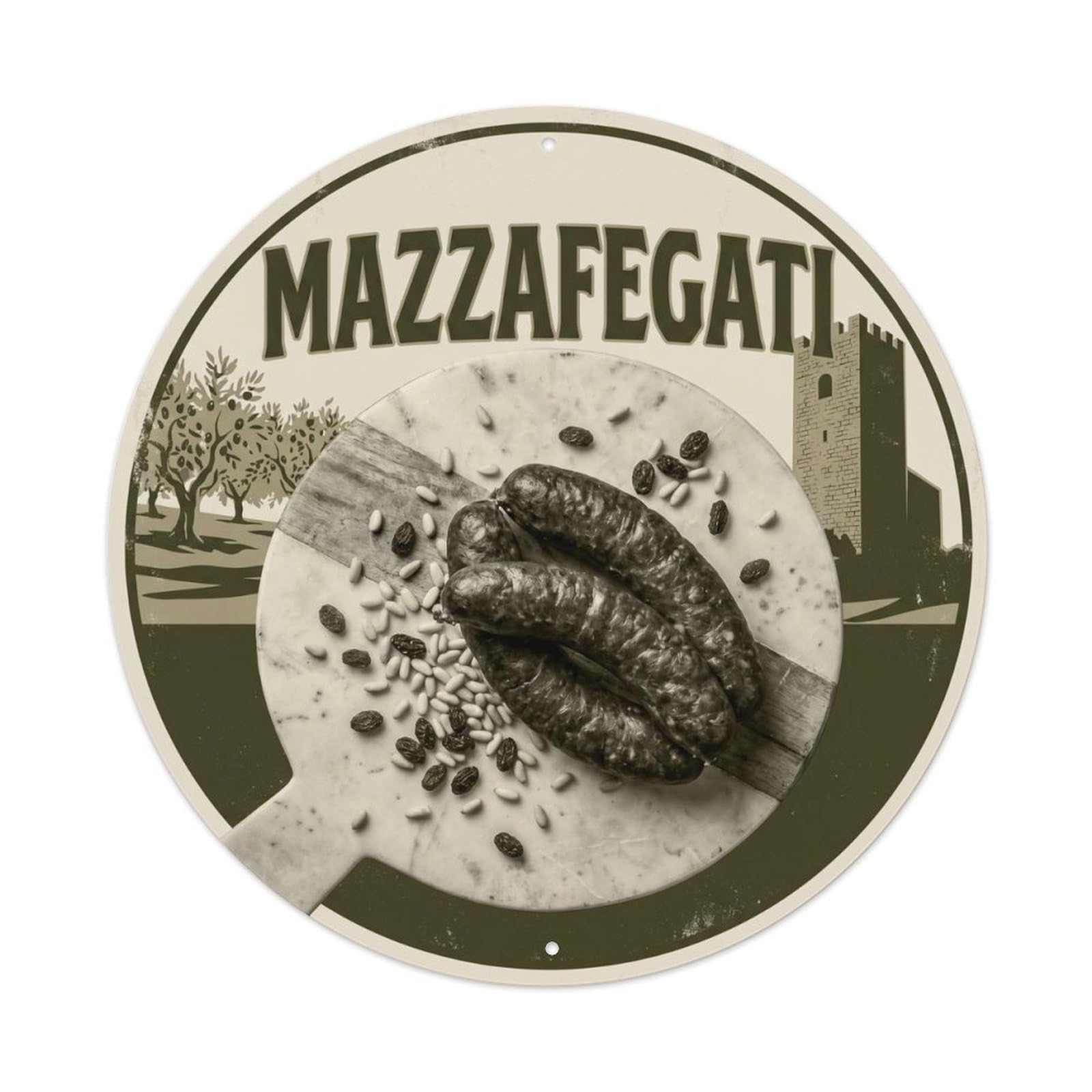 Italian Mazzafegati Regional Cuisine Vintage Metal Tin Sign