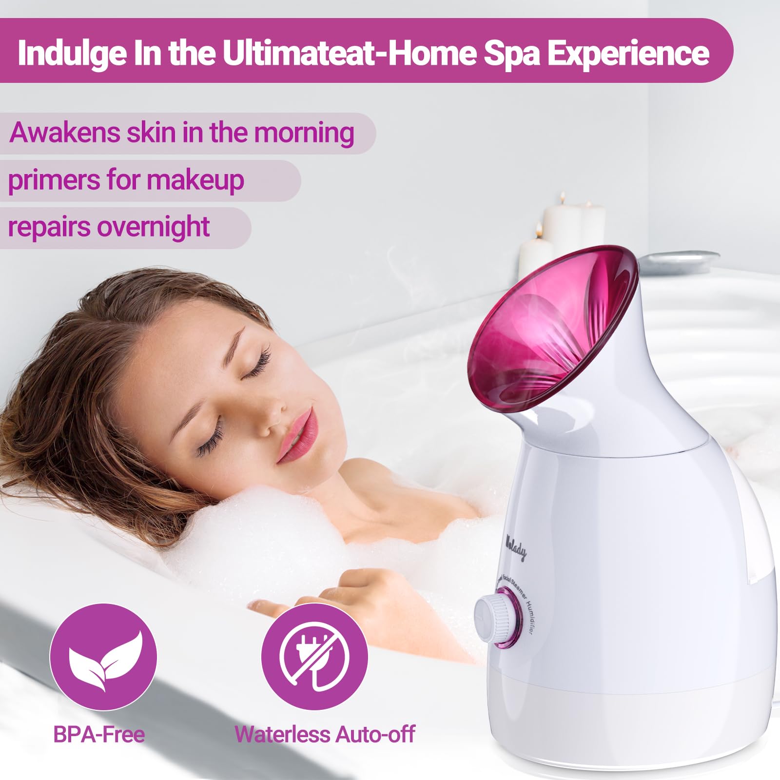 Vapeur Visage Vaporisateur Sauna 3 en 1, Spa Facial Chaude Nano Ionique avec Accessoires de Soin