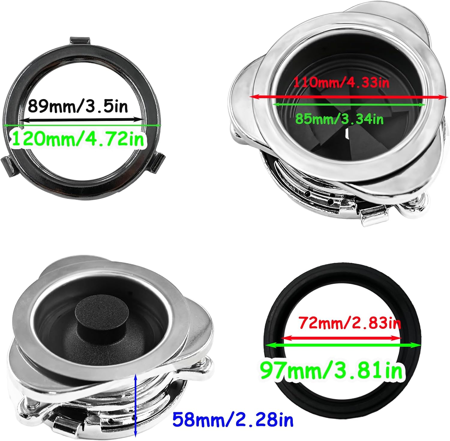 Garbage Disposal Flange Kit with Stopper for InSinkErator,3 Bolt Mount Stainless Steel Kitchen Sink Flange Parts and Stopper Compatible with InSinkErator Models Garbage Disposal(110mm)