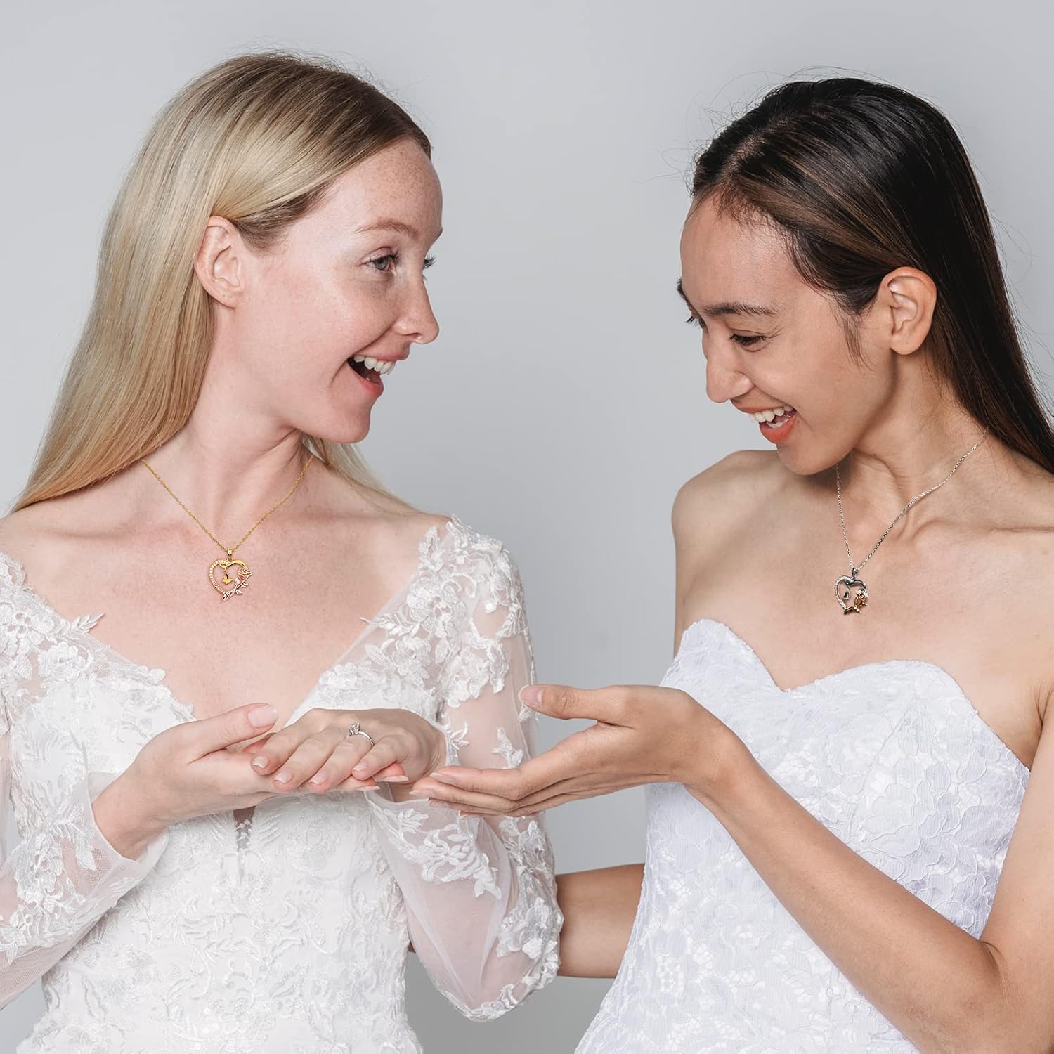 Heart Necklace for Women Sterling Silver/14k Gold Plated/Rose Gold CZ Romantic Rose and Butterfly Jewelry for women Birthday Valentine's Day Gift for Girls - Image 5