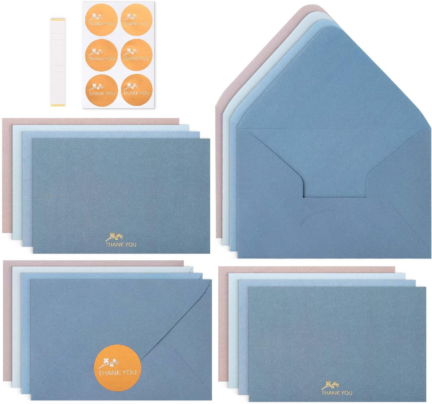 Mr. Pen- Blank Thank You Cards with Envelopes, 36 Pack, 4x6, Gold Embossed Thank You Notes with Envelopes Set, Wedding Thank You Cards Wedding, Thank You Note Cards