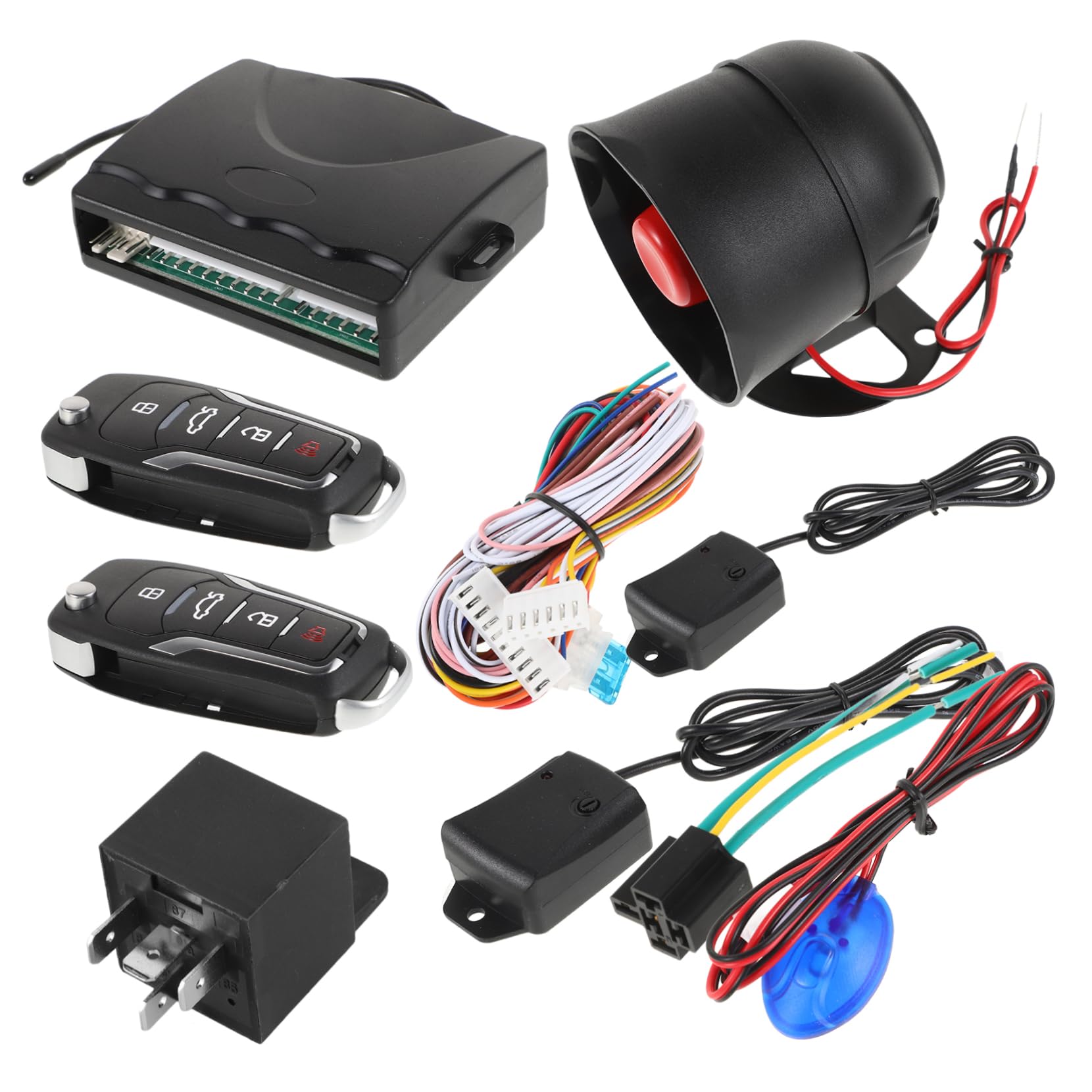 PartyKindom 1set Car Kit Remote Start Alarm Easy Installation Vehicle Central Lock -Theft Compatibility for Cars Suvs