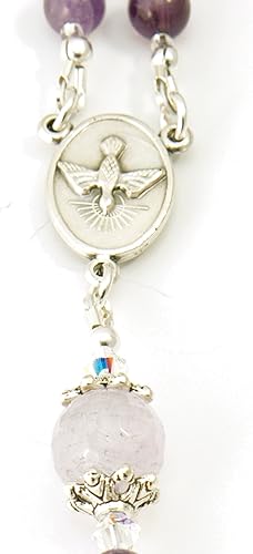 Miniatura 7 de Rosario de piedras preciosas de amatista católicas con aceite de unción (no es un collar), Gema, Amatista