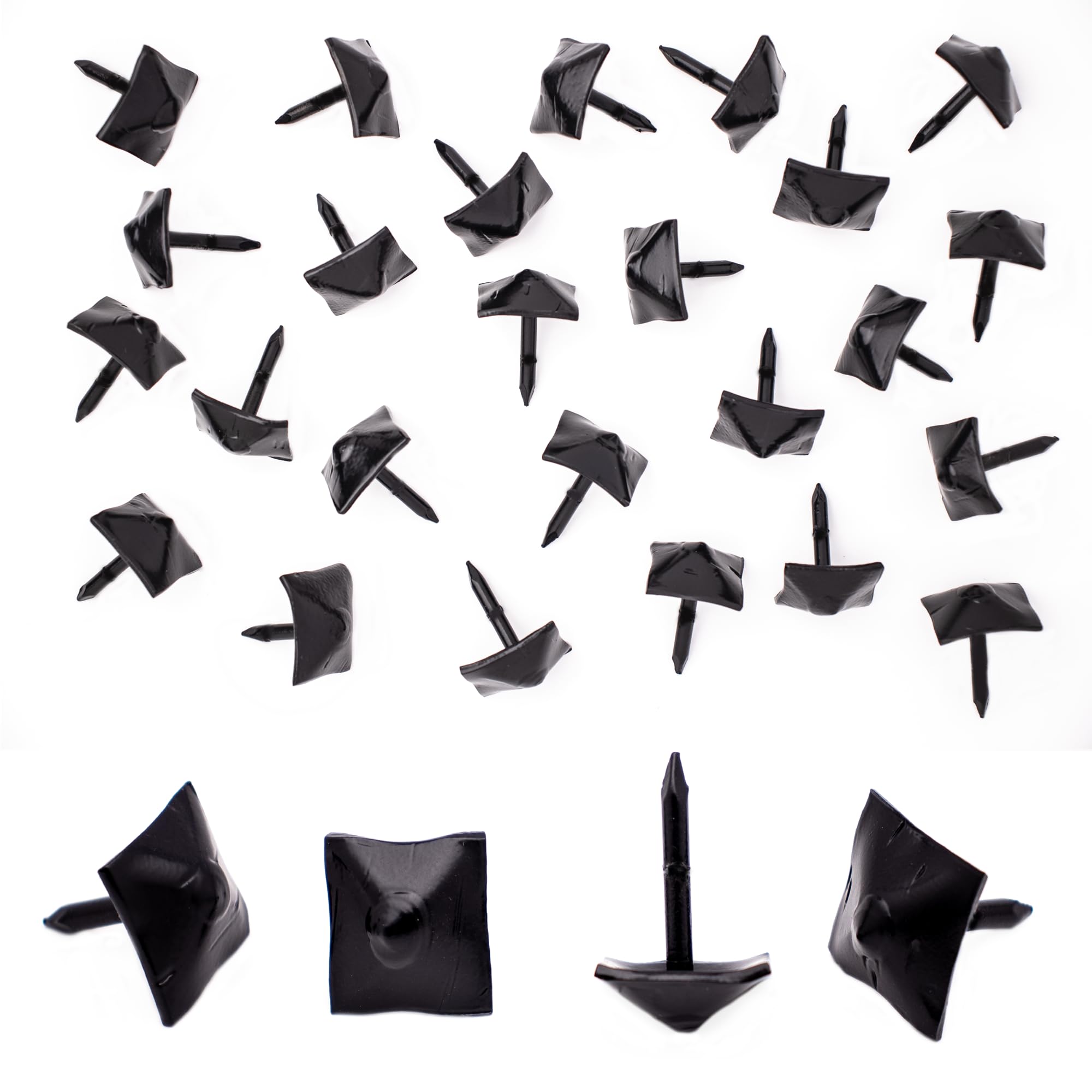 25 Pack - Iron Clavos Decorative Nails Pyramid Head 0.75 inch - Black - Decorative Accent for Home Improvement - Farmhouse Shutters, Barn Door, Furniture, Carriage Gates - Borderland Rustic Hardware