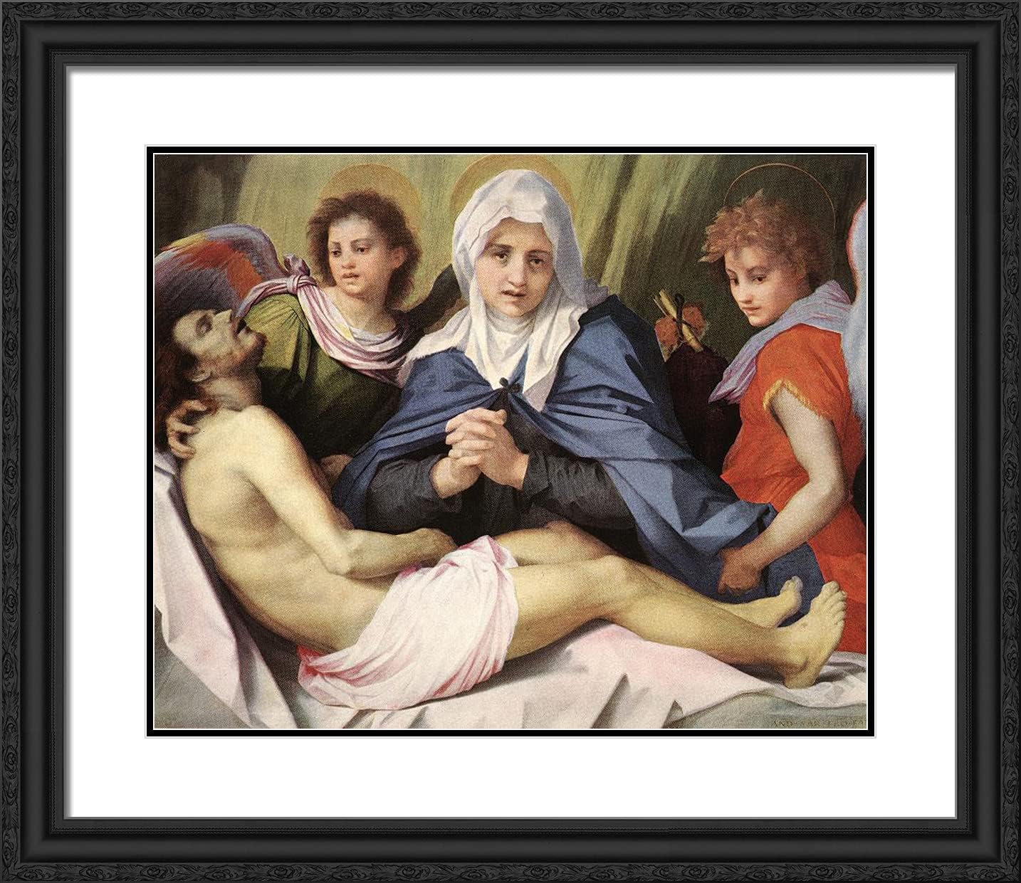 ArtDirect Del Sarto, Andrea 23x20 Gold Ornate Framed Art Print with Double Matting Titled: Lament of Christ