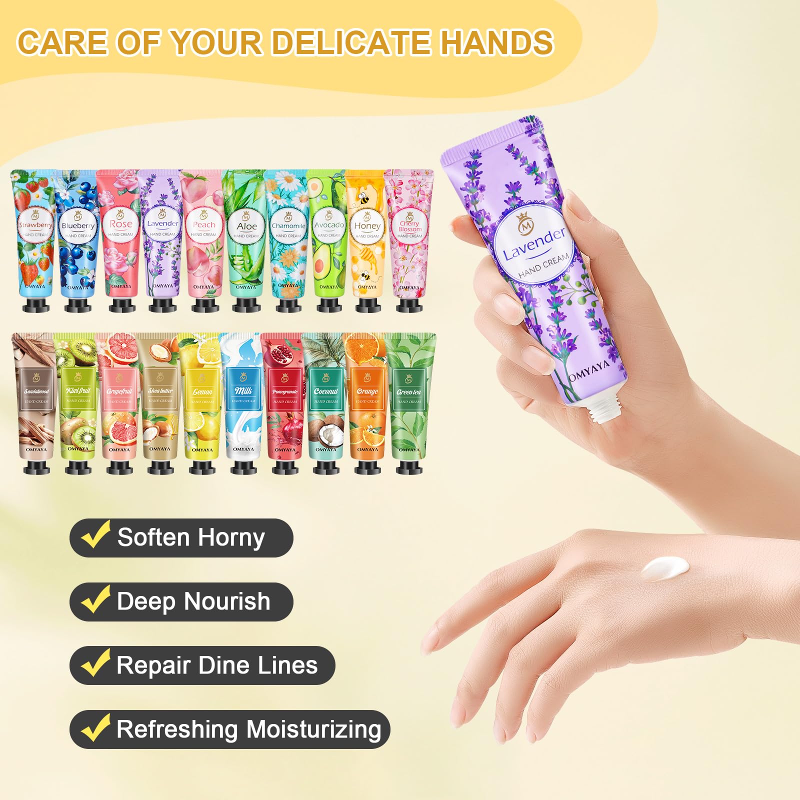 Set di crema per le mani, regalo per donne, 20 pezzi, crema per le mani, mini crema per i piedi, set regalo per donne, uomini, mani secche screpolate, piedi secchi, crema nutriente per compleanno