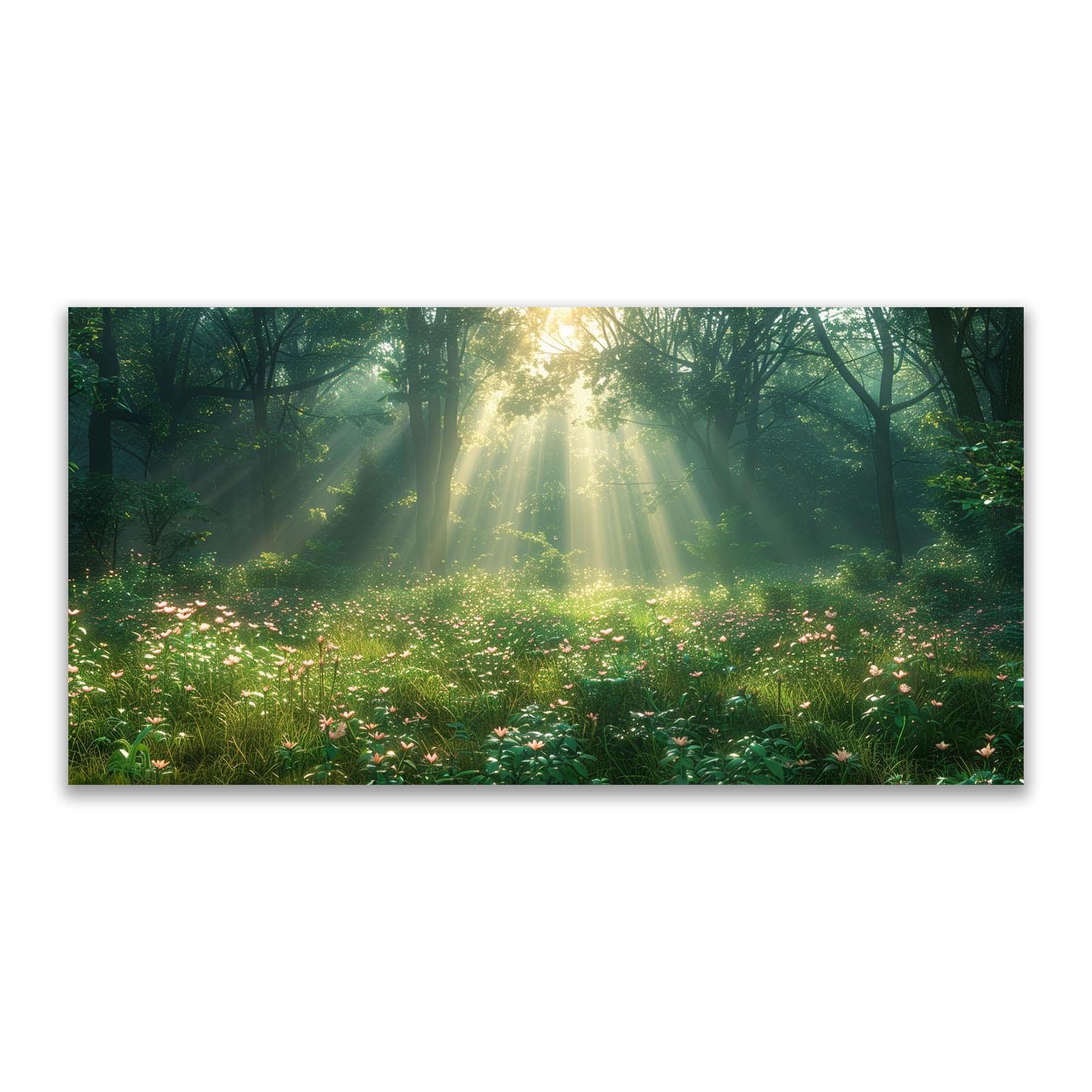 JOSUE Landscape Poster Sunset Forest Canvas Wall Art Prints,Green,gold African Women Modern Pictures Living Room Bedroom Artwork-30x60cm Unframed