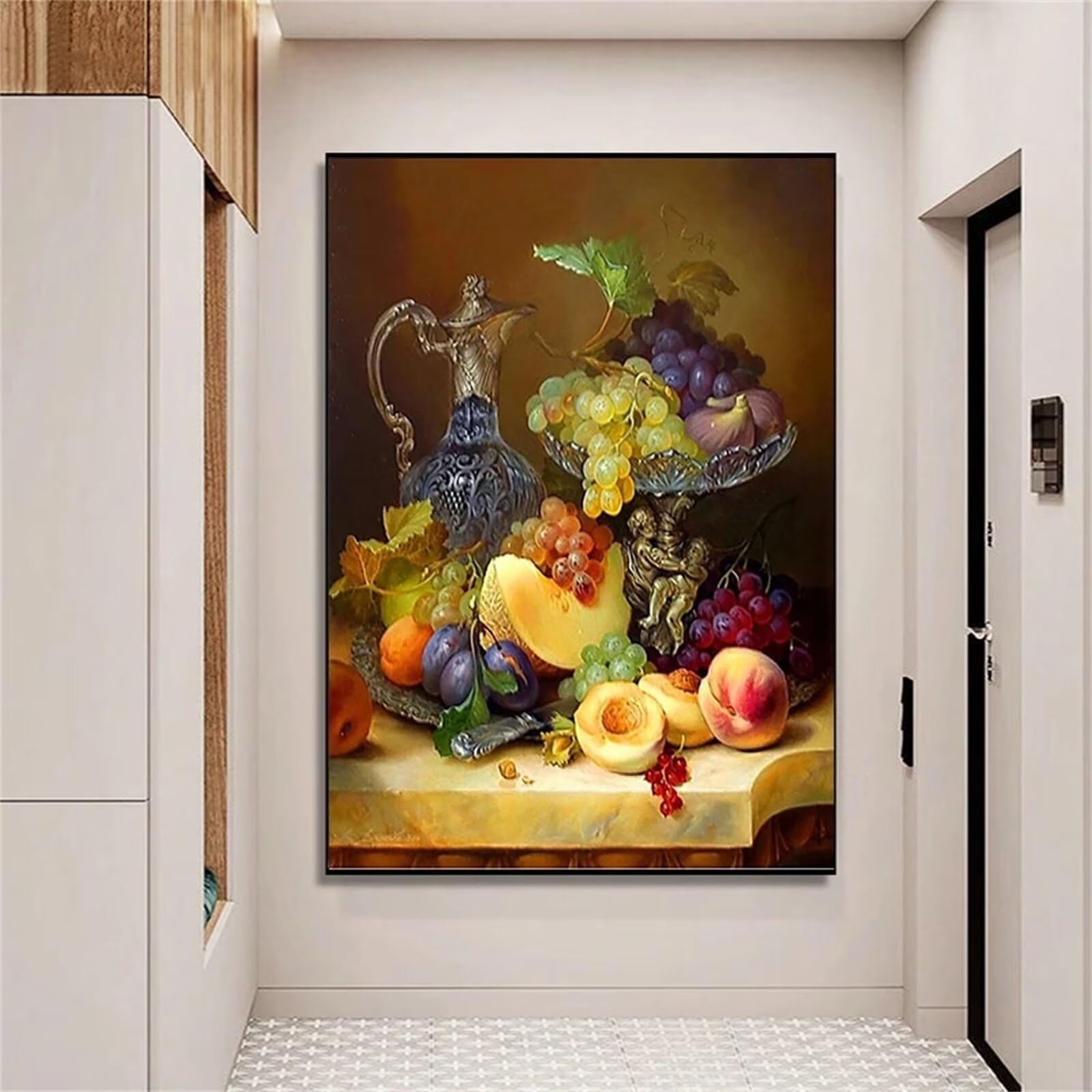 Kit Peinture Diamant 5D DIY - Raisins 50x70 Cm, Diamants Strass, Toile Collante, Pour Décoration Murale - 9