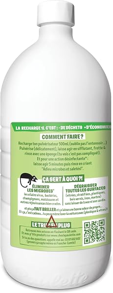 Paulette - Alcool Ménager Citron - Désinfectant Dégraissant Multi-Surfaces Ecocert - Fabriqué en France - 1 L - 3