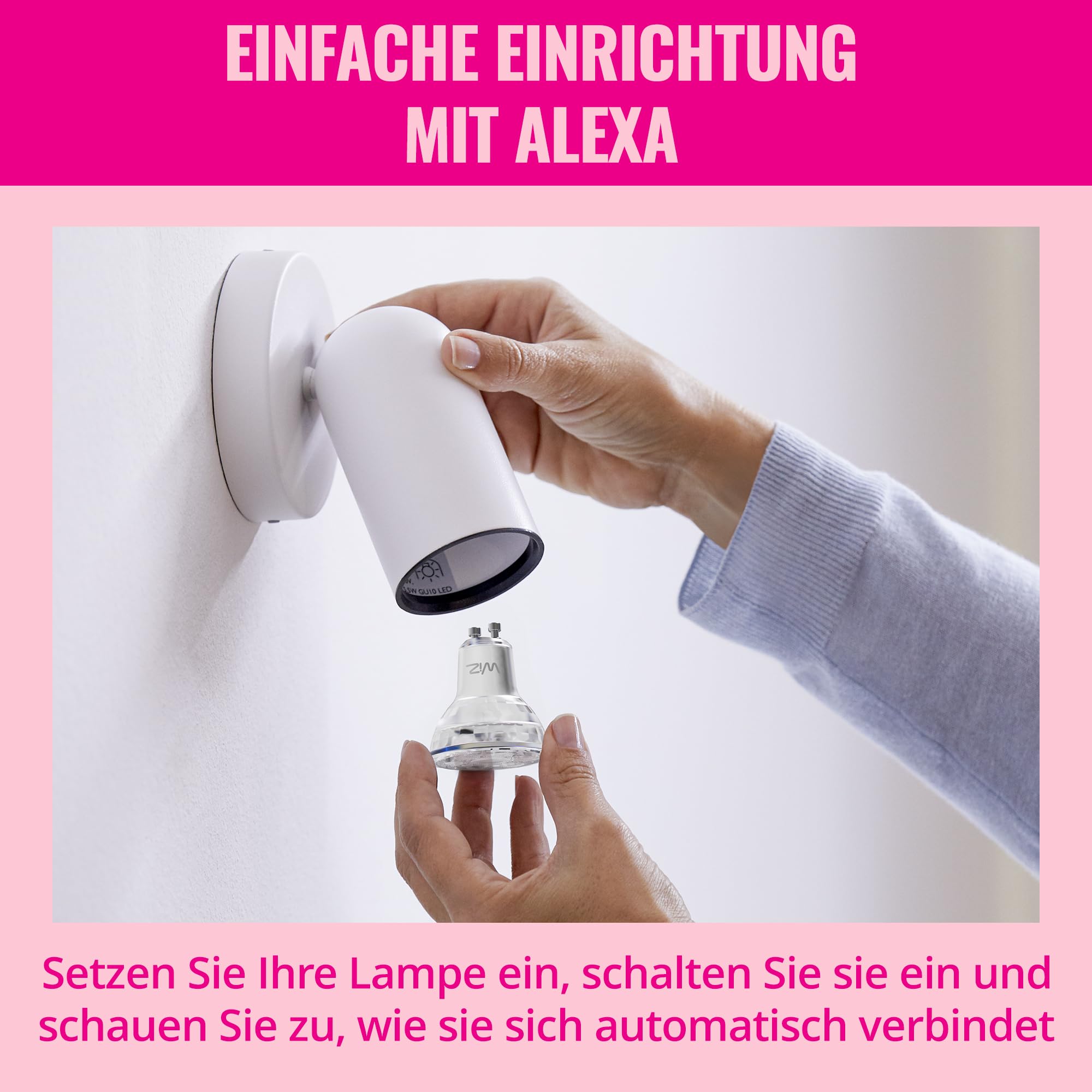 WiZ Smart LED Glass GU10 Spotlight, Full Color and Tunable White, 50 W Äquivalent, 2200–6500 K, 345 Lumen, dimmbar, kompatibel mit Alexa, Google Assistant und Apple Home, 4er-Pack
