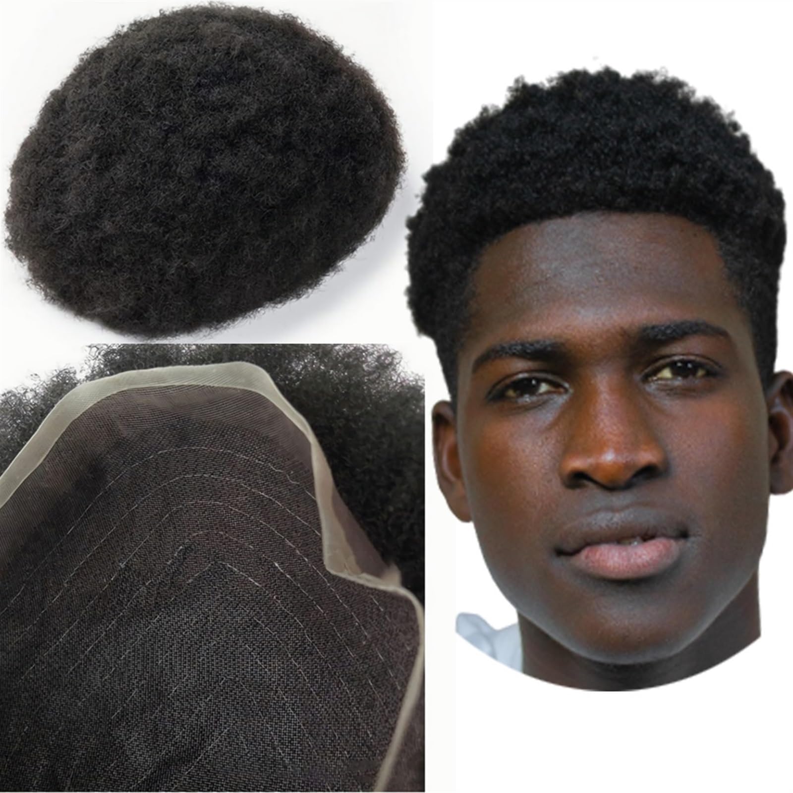 Herren 10 * 8 haar Ersatz System for Männer Volle Spitze Haar Teile Prothese Einheiten Basis 4mm Afro Curl Toupet Haarteil