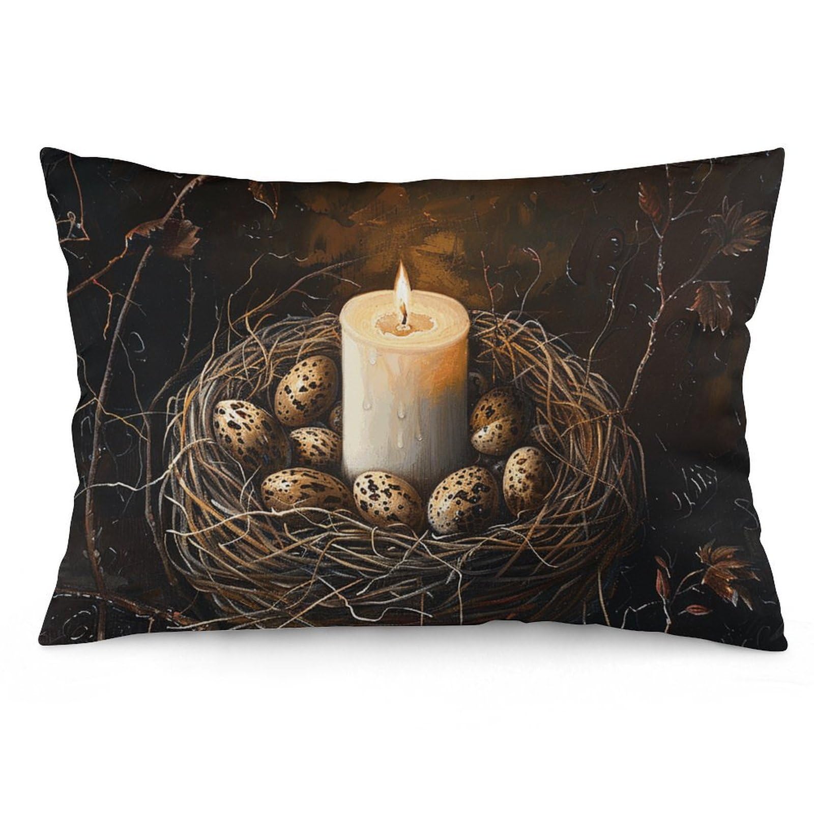 NTVOWPZO 2 Pack Decoration Throw Pillow Covers 20"x30" Pillowcases Covers Candles and Eggs Pillowcases Modern Farmhouse Home Decor Sofa Cushions Covers for Couch Bed Living Room