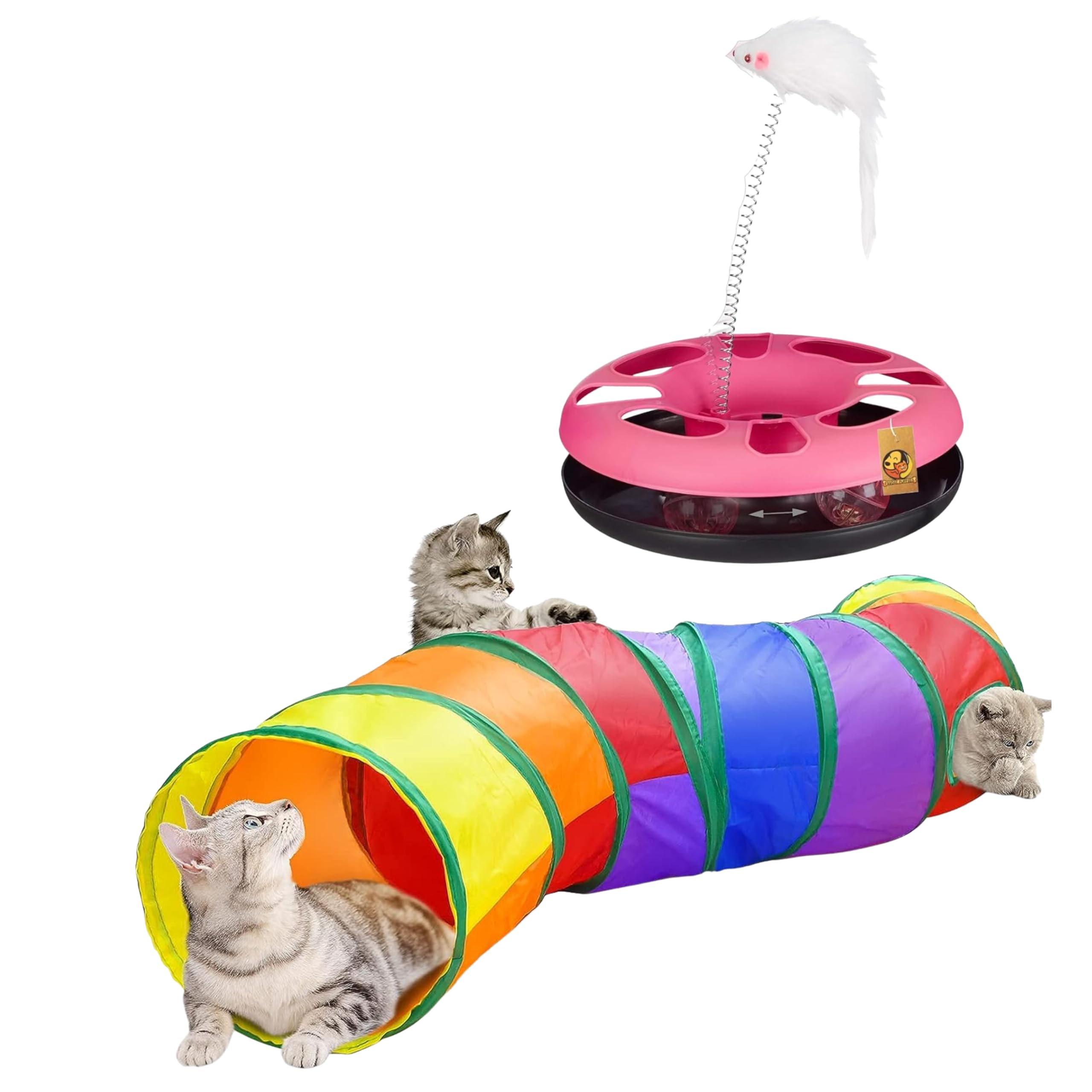 Foodie Puppies Slither Cat Tunnel and Cat Happy Circle Toy Combo for Cat and Kittens - | Slither Cat Tunnel Tube Collapsible Play Puzzle Toy |Cat Happy Circle with Ball Bell & Teasing Stick (B0CNXT4FZJ) Amazon Price History, Amazon Price Tracker