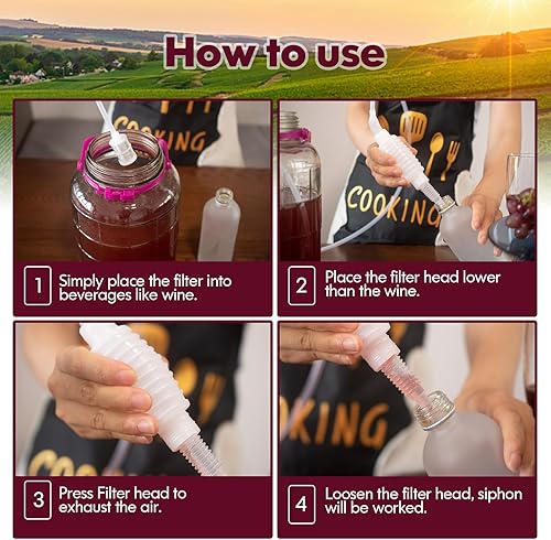 Miniatura 6 de GSD Bomba de sifón de vino con manguera de tubo de sifón de cerveza para elaboración de cerveza de vino, 2M6.6FT