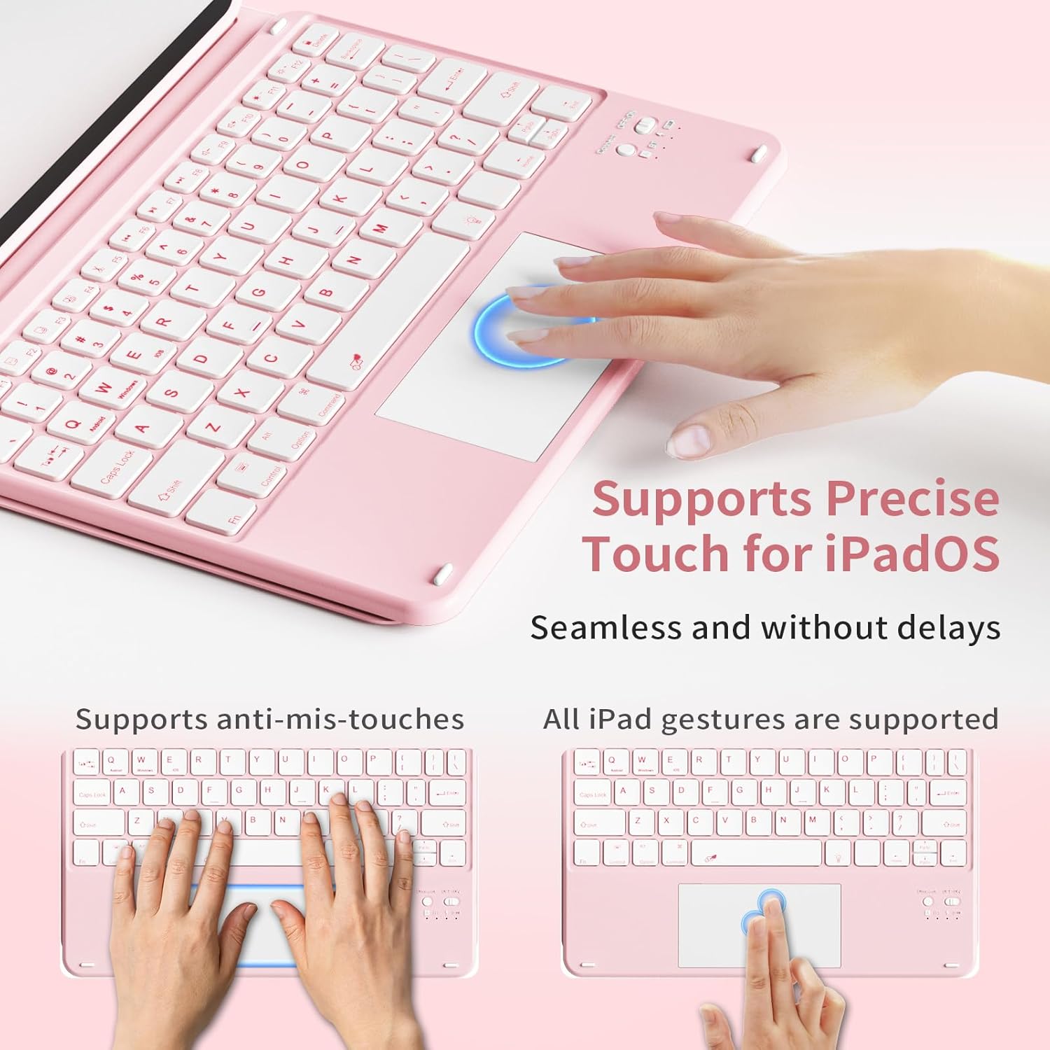 for iPad (A16) 11th/10th Gen Case with Keyboard - 7 Colors Backlit,Multi-Touch Trackpad,Detachable Keyboard Cover with Pencil Holder for iPad A16 11 inch 2025/10th 10.9 Inch 2022 (Pink)