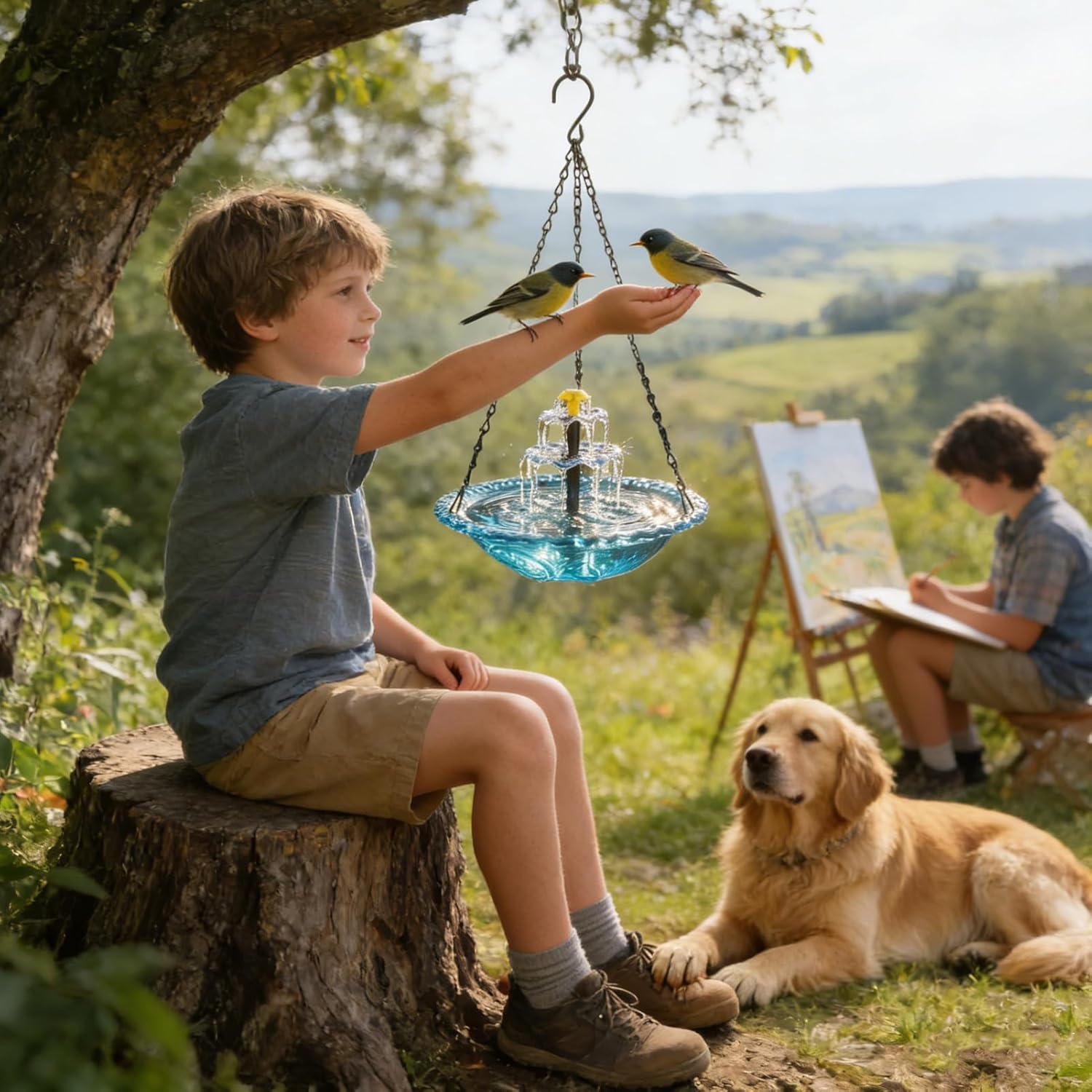 Solar Bird Bath, Hummingbird Water Bowl, Outdoor Garden Decor, Patio Backyard Front Yard, Balcony Deck Courtyard, Park Gardeners Homeowners, Animal Lovers Bathing Bowl, Eco-Friendly Solar Design