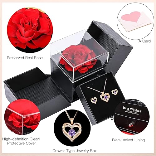 Miniatura 2 de FOHEEL Regalos de cumpleaños para mujeres, regalos del día de San Valentín, regalo de cumpleaños, caja de amor de rosas preservadas, regalos para