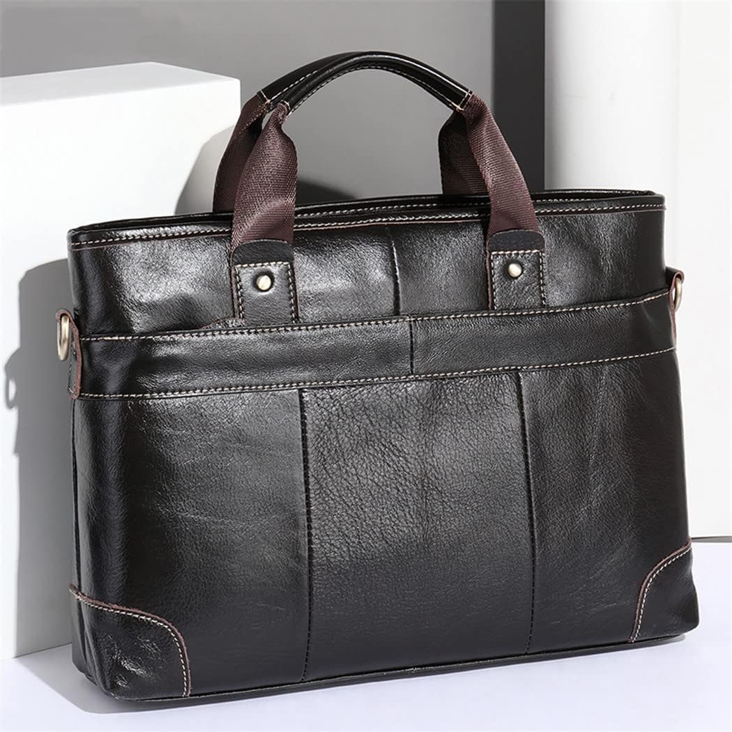 Haitpant Men's Leather Briefcases Bags Genuine Leather Laptop Shoulder Messenger Document Bags
