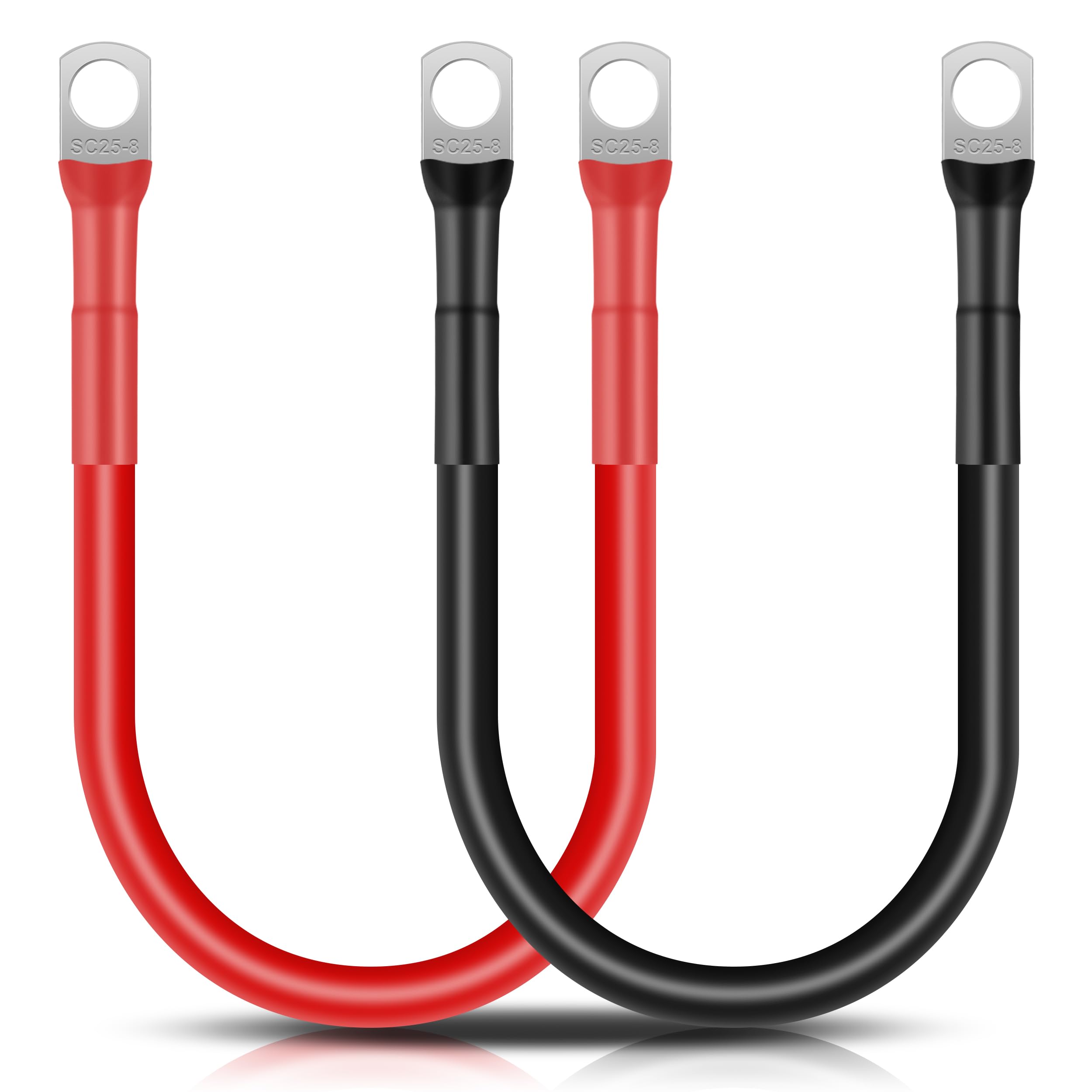 QIMEI-SHOP Cable Bateria 35mm² 50cm Cable Inversor de Batería 12V 2AWG Cables de Batería con M10 Terminales de Anillo para Automóvil Camión Moto Solar Marino Rojo y Negro 2 Piezas — view 10