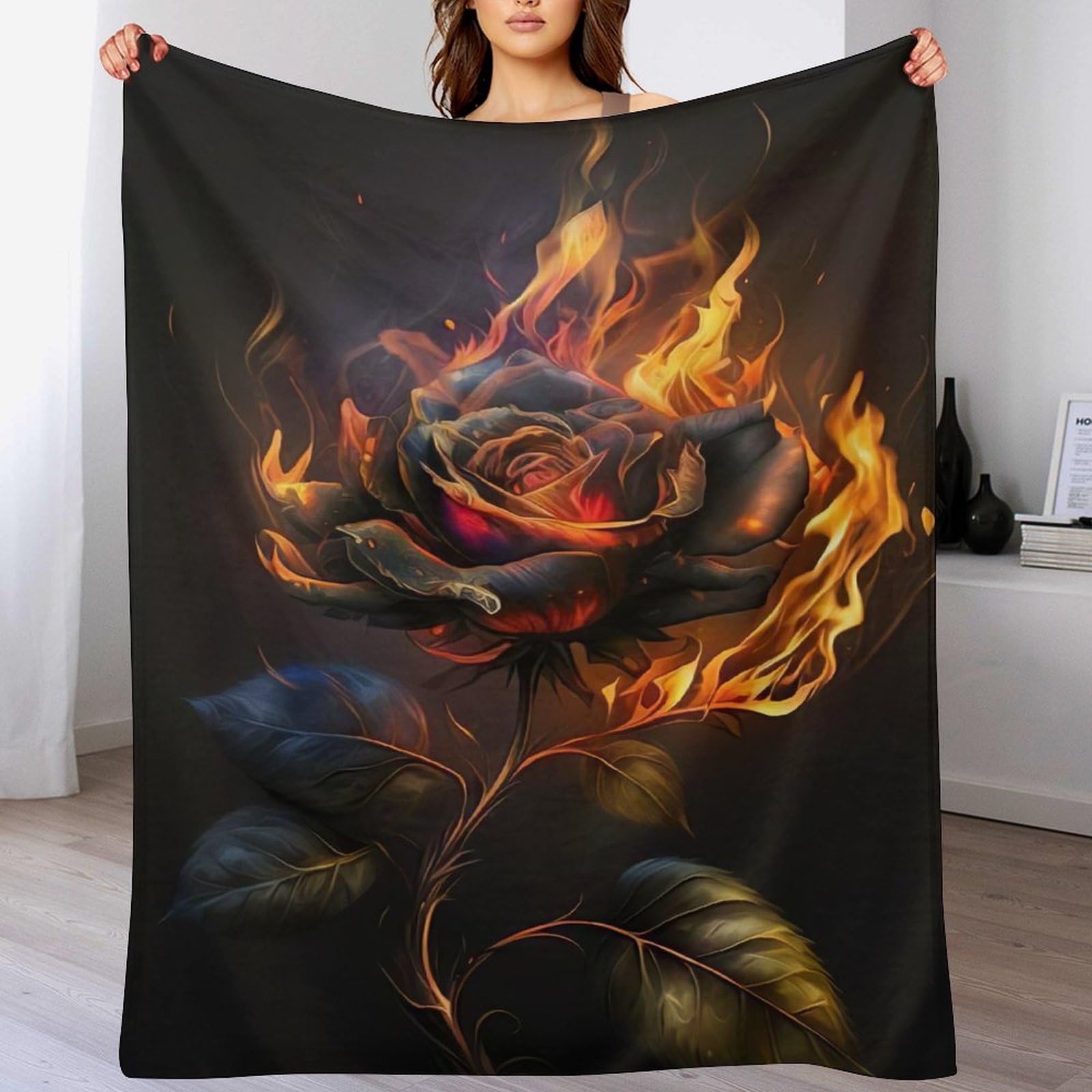 Couverture de lit en polaire flannel de qualité supérieure avec impression rose 3D 180x200