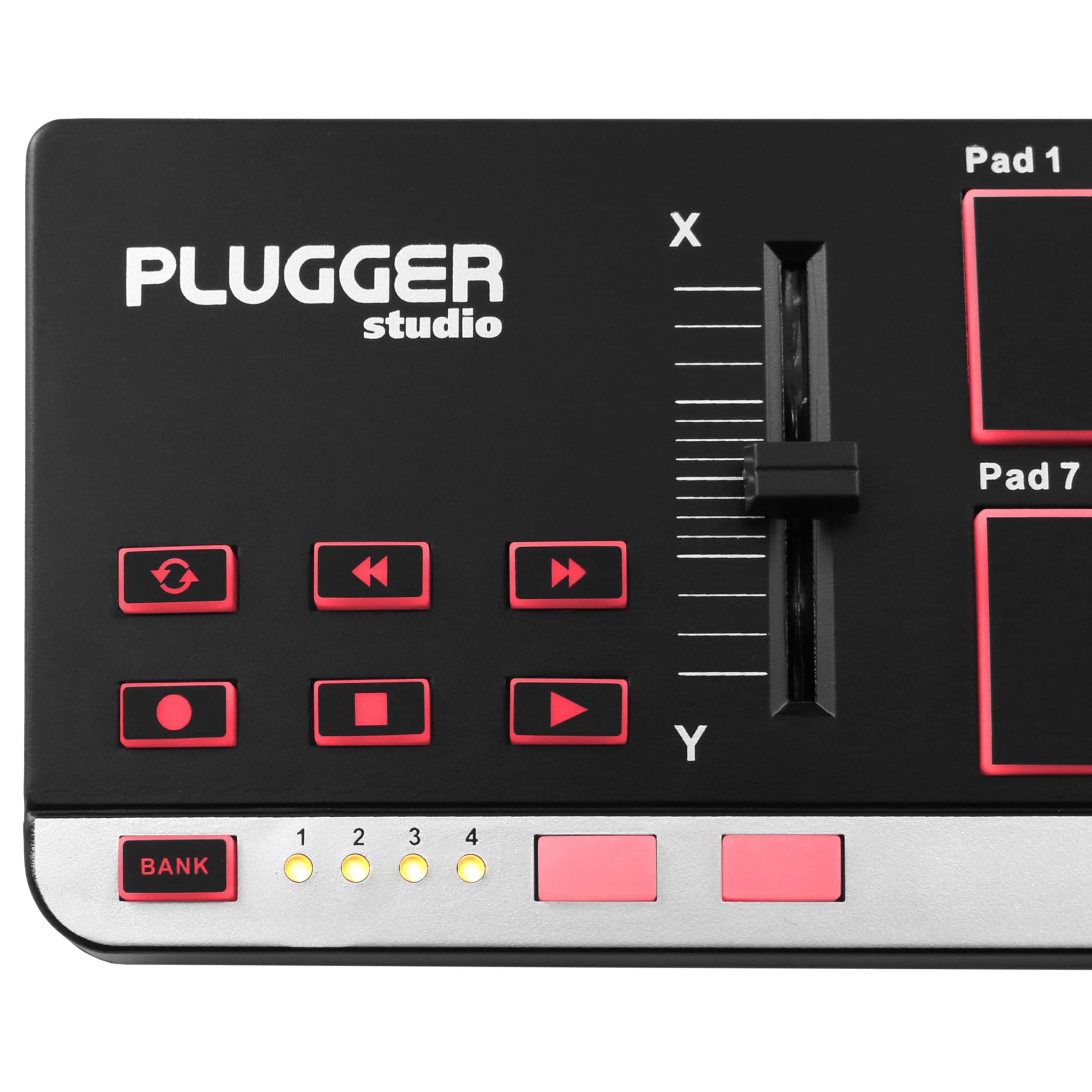 Plugger Studio Pocket Pad Contrôleur MIDI USB ultra compact pour ordinateur PC et Mac. 12 pads sensibles à la vélocité. Compatible avec tous les logiciels MAO DAW DJ Plug-ins Instruments virtuels.