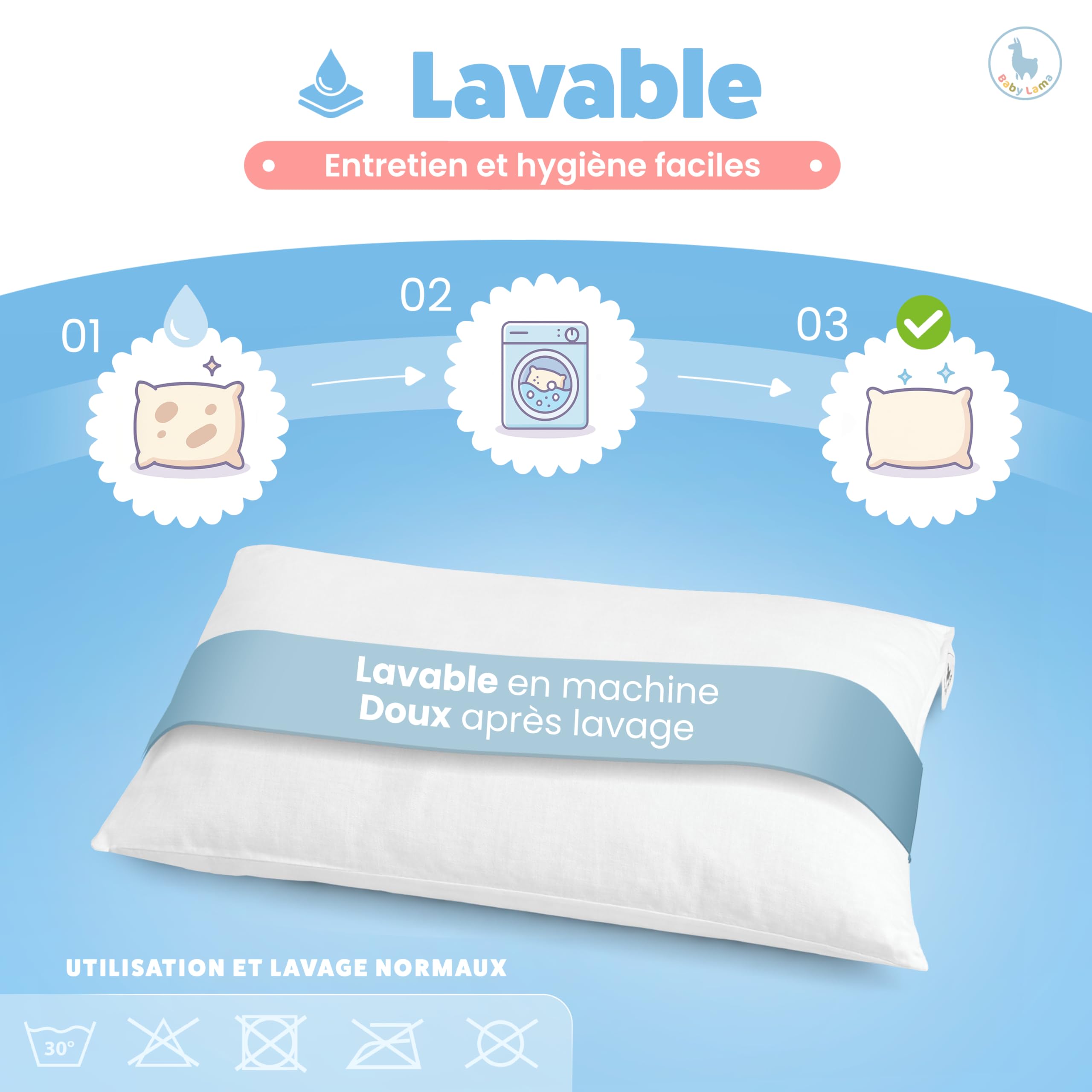 Oreiller Enfant 2 à 6 Ans – Oreiller 40x60 cm Bas et Confortable – Coussin Bébé et Enfant 100% Coton Oeko-Tex – Hypoallergénique, Anti-Étouffement, Lavable – Fabriqué en Italie (1)