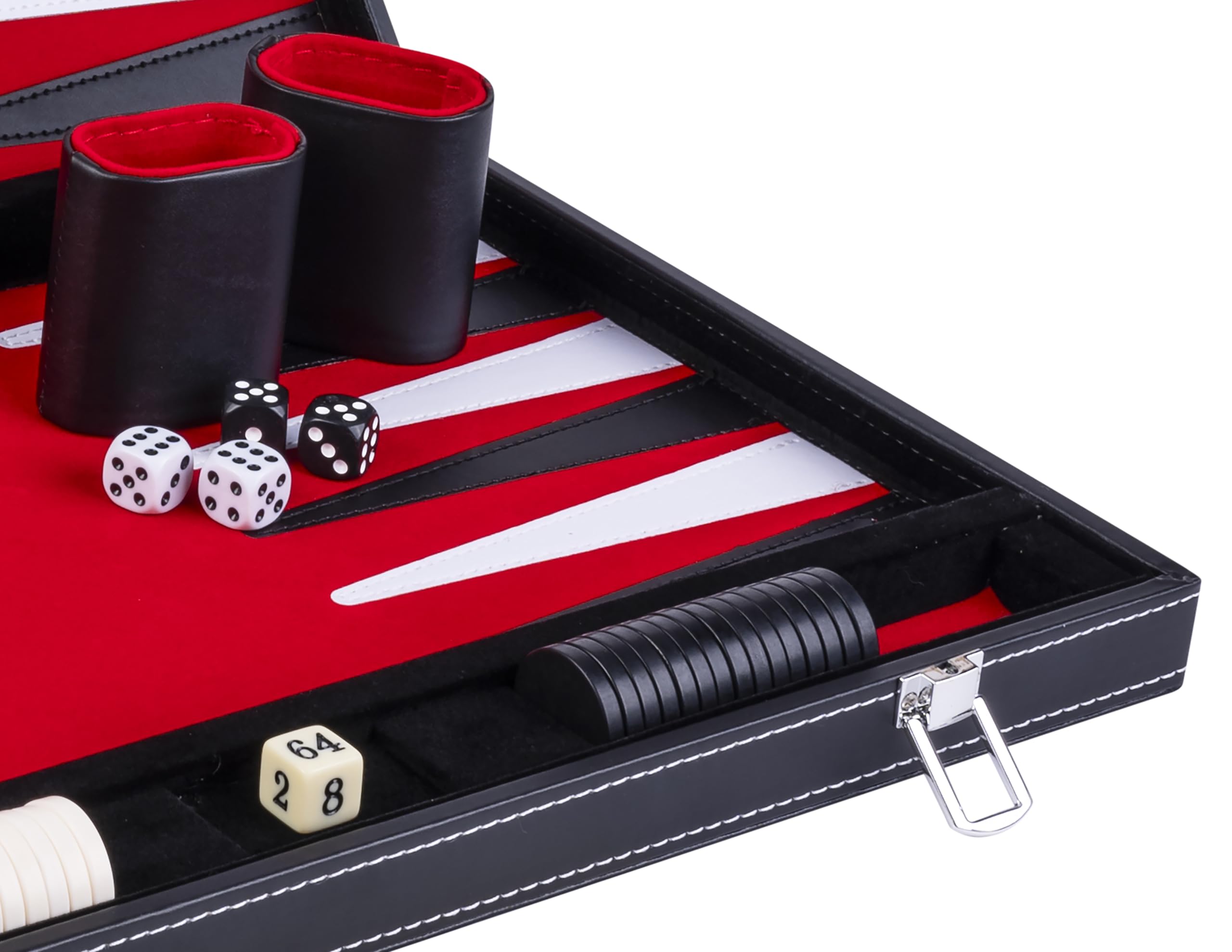 Engelhart – 250519 – Backgammon 18” – czerwono-czarny – plansza pikowana – czarne etui – gra strategiczna – od 6 lat