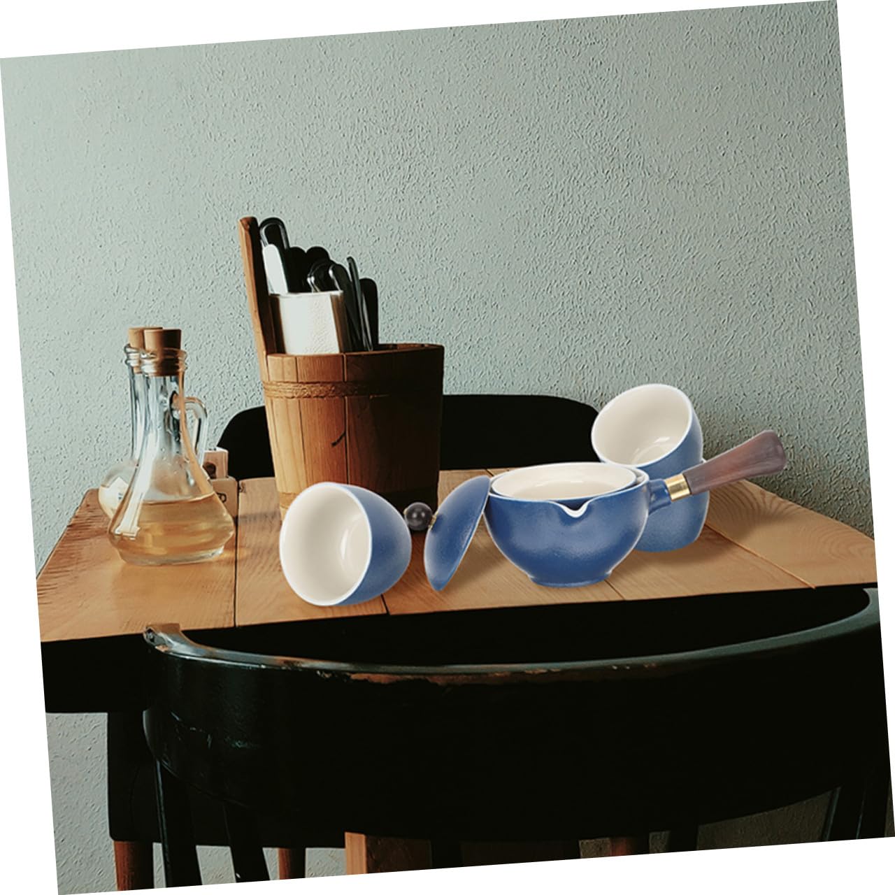 iplusmile Set da tè Cinese in Stile Elegante e Funzionale Teiera a Manico Laterale in Ceramica 160ml e Tazze da 55ml per Uso Domestico e Viaggi