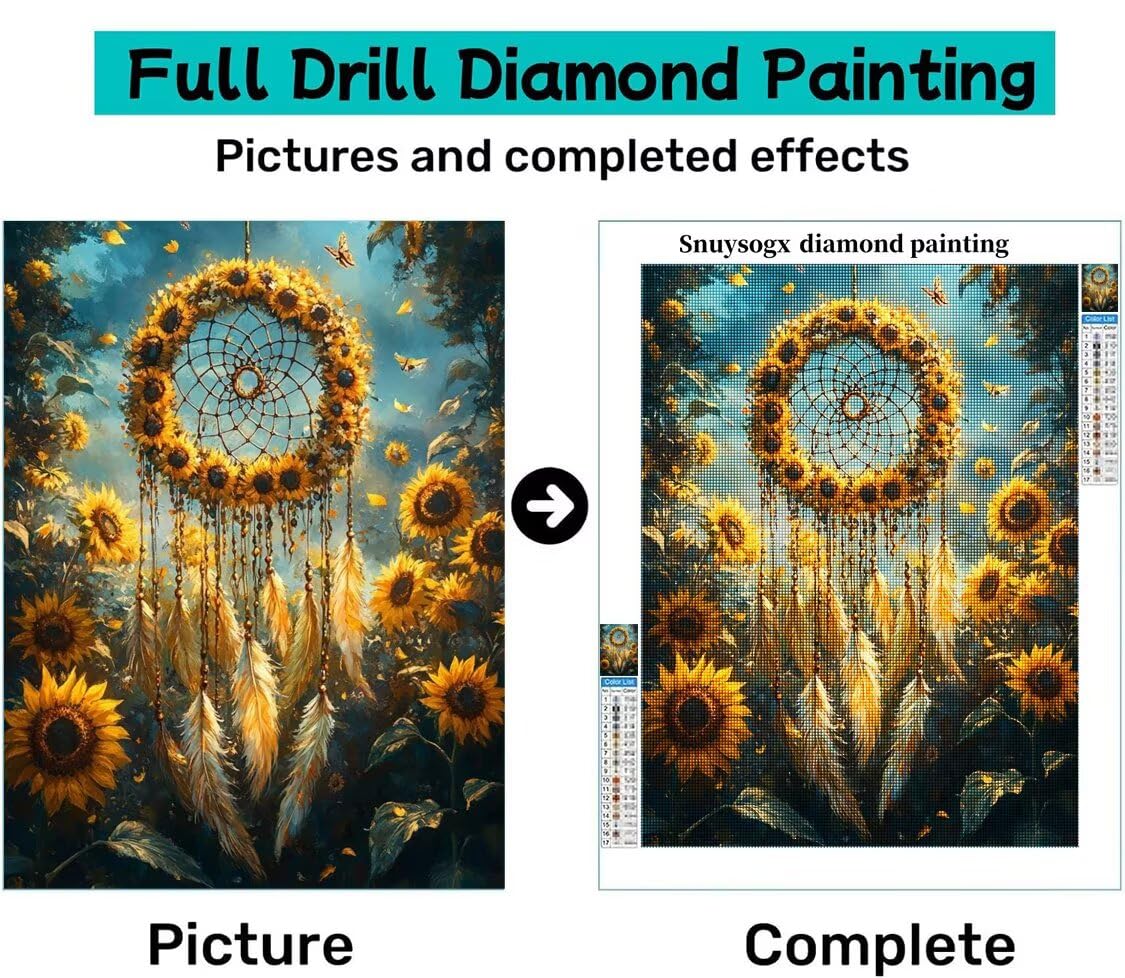 Traumfänger Diamond Painting Groß XXL 80x100cm für Bastelset Kinder ab 6 Jahre, 5D Diamond Painting Blume, DIY Full Diamant Mosaik Bastelset Erwachsene, Daiments Malerei Stickerei Festival Deko S-533