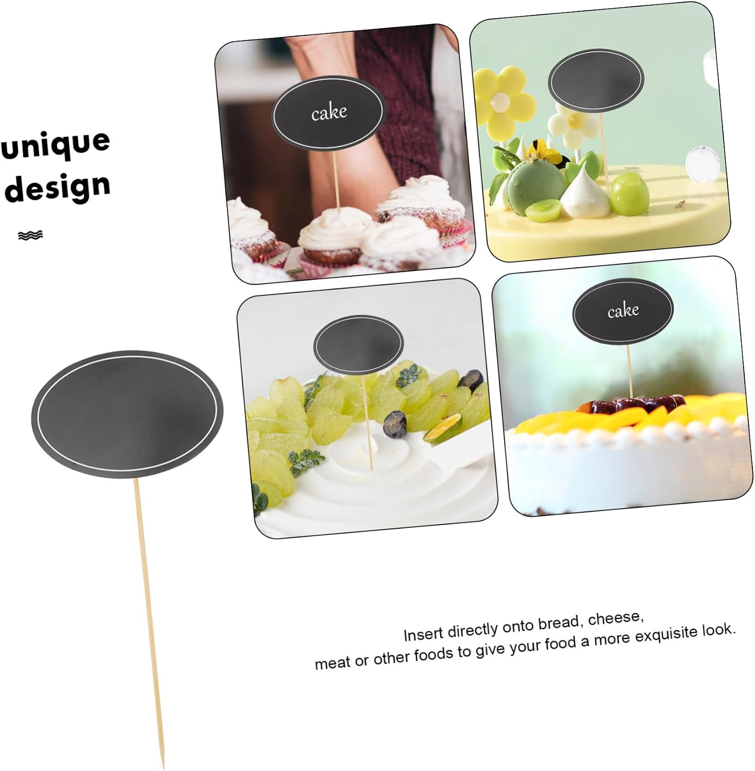 24pcs Black Chalkboard Label Picks for Food Identification Decorations