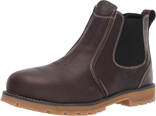 KEEN Utility Men's Seattle Romeo Mid Height Alloy Toe Pull On Work Shoes, Cascade Brown/Gum, 15 Wide