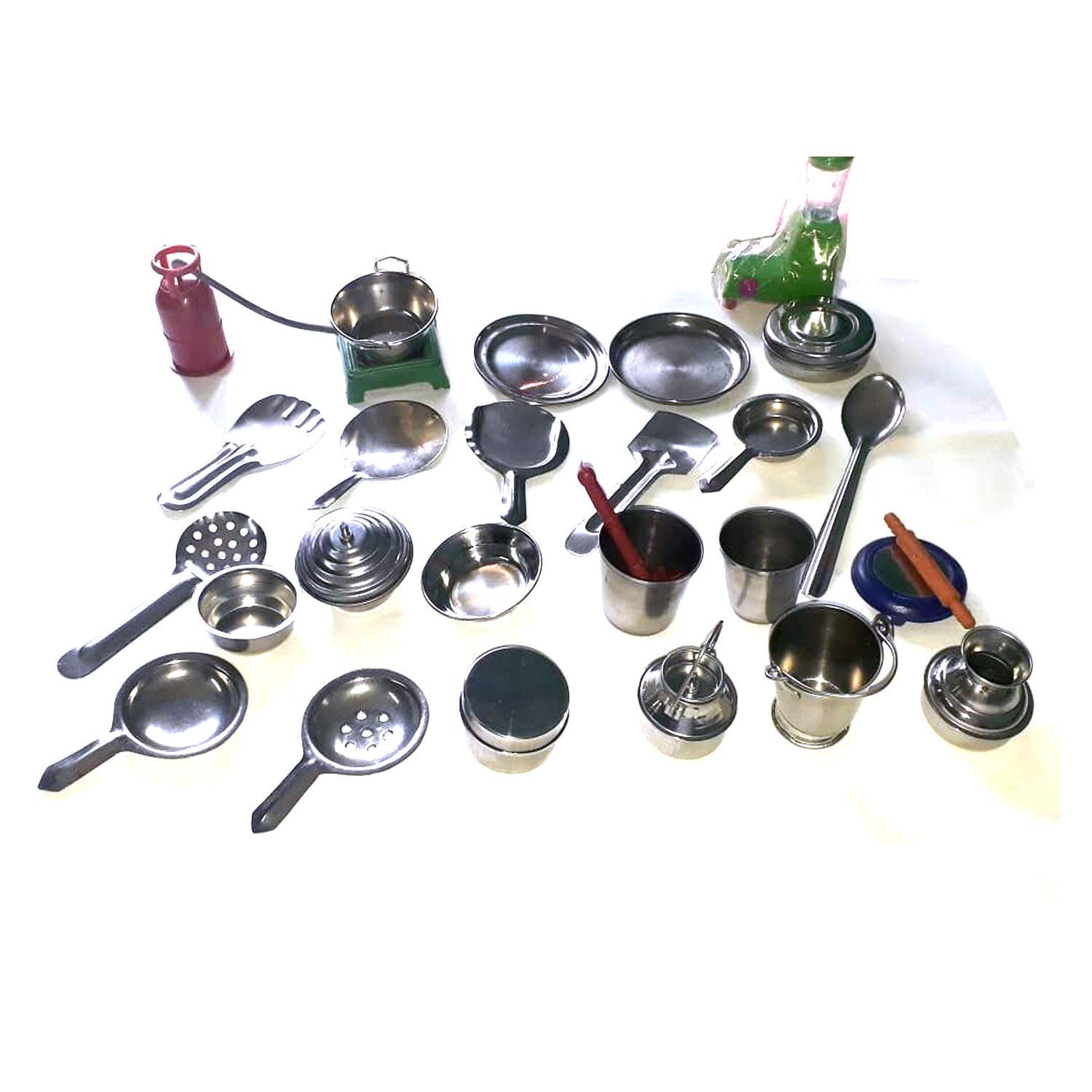 Tirtha Enterprises 26pcs Stainless Steel Utensils Non Toxic Indian Kitchen Set Great Kitchen Toys for Girls ( It Has Sharp Edges Not Suitable for Small Baby ) Kids Steel choppu Saman (B0B8318SJF) Amazon Price History, Amazon Price Tracker