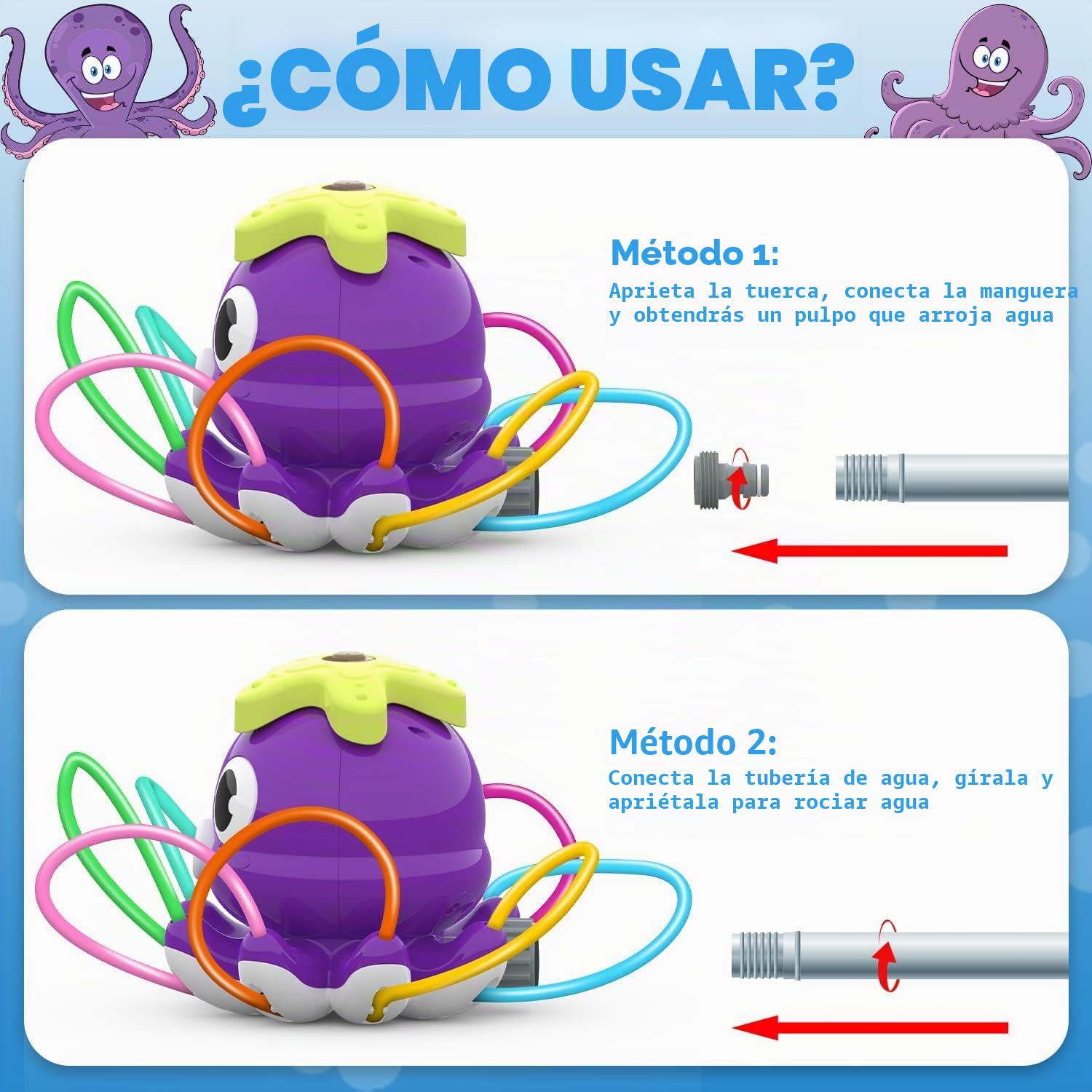 Juegos de Agua para Niños Exterior, Juegos Piscina para Niños Juguete Niño 3 4 5 6 7 8 9 10 Años, Aspersor Infantil con Forma de Pulpo Juguetes de Agua para Niños (Pulpo-Púrpura)