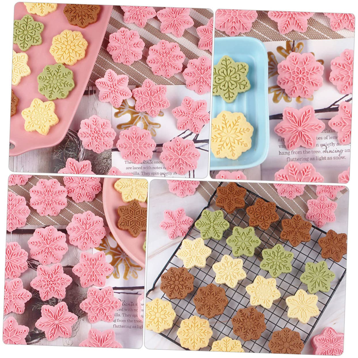 MAGICLULU 4 Juegos Plantilla De De Nieve Molde De Prensa De Galletas Navideñas Cortadores De Galletas Navideñas Manualidades Navideñas Navideños Moldes Para Galletas 18 Uds * 4