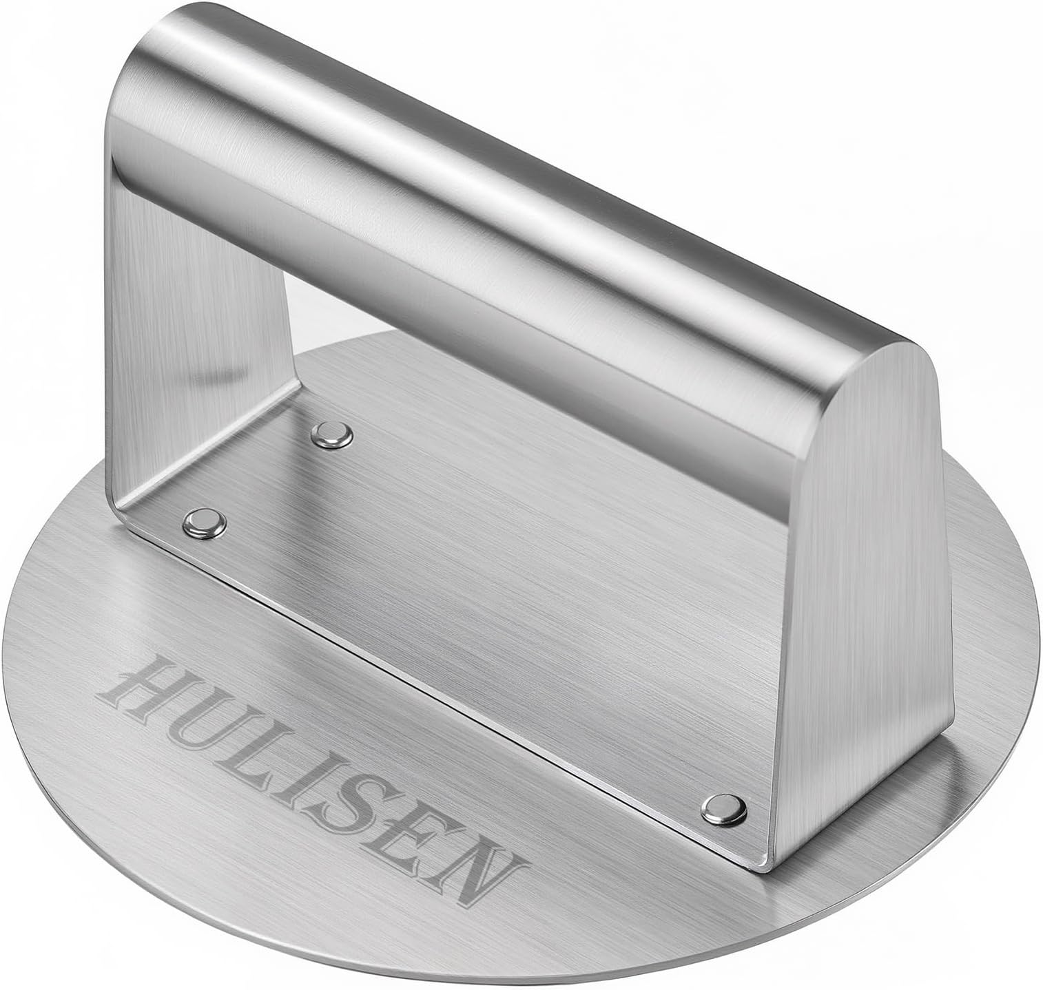 HULISEN Stainless Steel Burger Press, Burger Smasher for Griddle, 5.5 Inch Round Hamburger Grill Press for Flattening Hamburger Patty, Smashing Burger, Flat Top Grill Cooking Tool, Dishwasher Safe