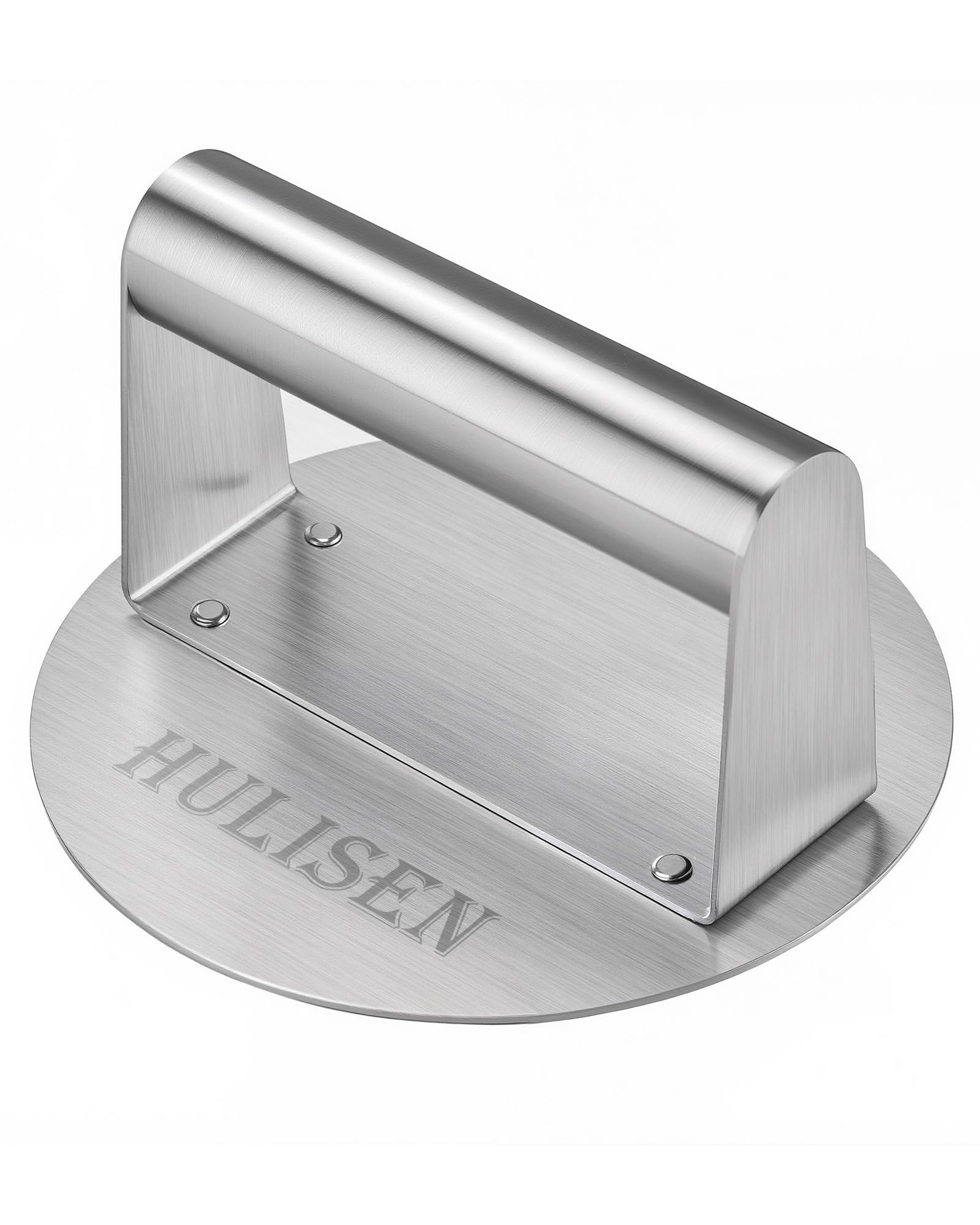 HULISEN Stainless Steel Burger Press, Burger Smasher for Griddle, 5.5 Inch Round Hamburger Grill Press for Flattening Hamburger Patty, Smashing Burger, Flat Top Grill Cooking Tool, Dishwasher Safe