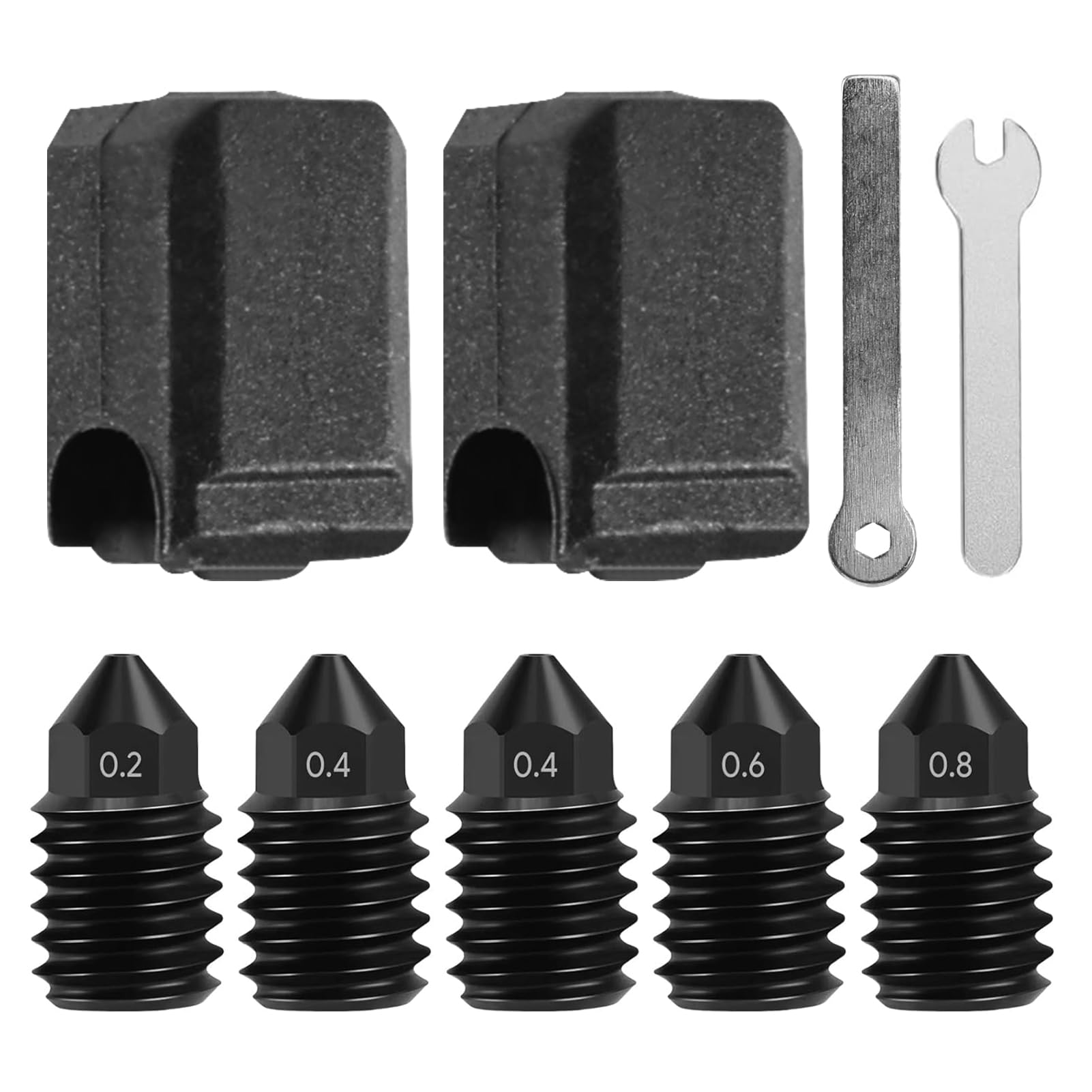 Dysze ze stali hartowanej do Bambulab A1/A1 0,2 mm 0,4 mm 0,6 mm 0,8 mm, z ekstra silikonową osłoną, skarpety, dysze ze stali hartowanej, do dysz Bambu Labu Mini 3D