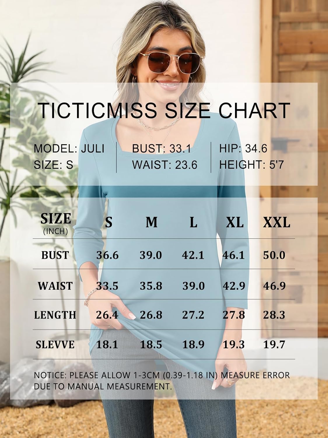 Womens 3/4 Sleeve Square Neck Tops Casual Summer Tops Trendy Womens T Shirts Ladies Tops - Image 6