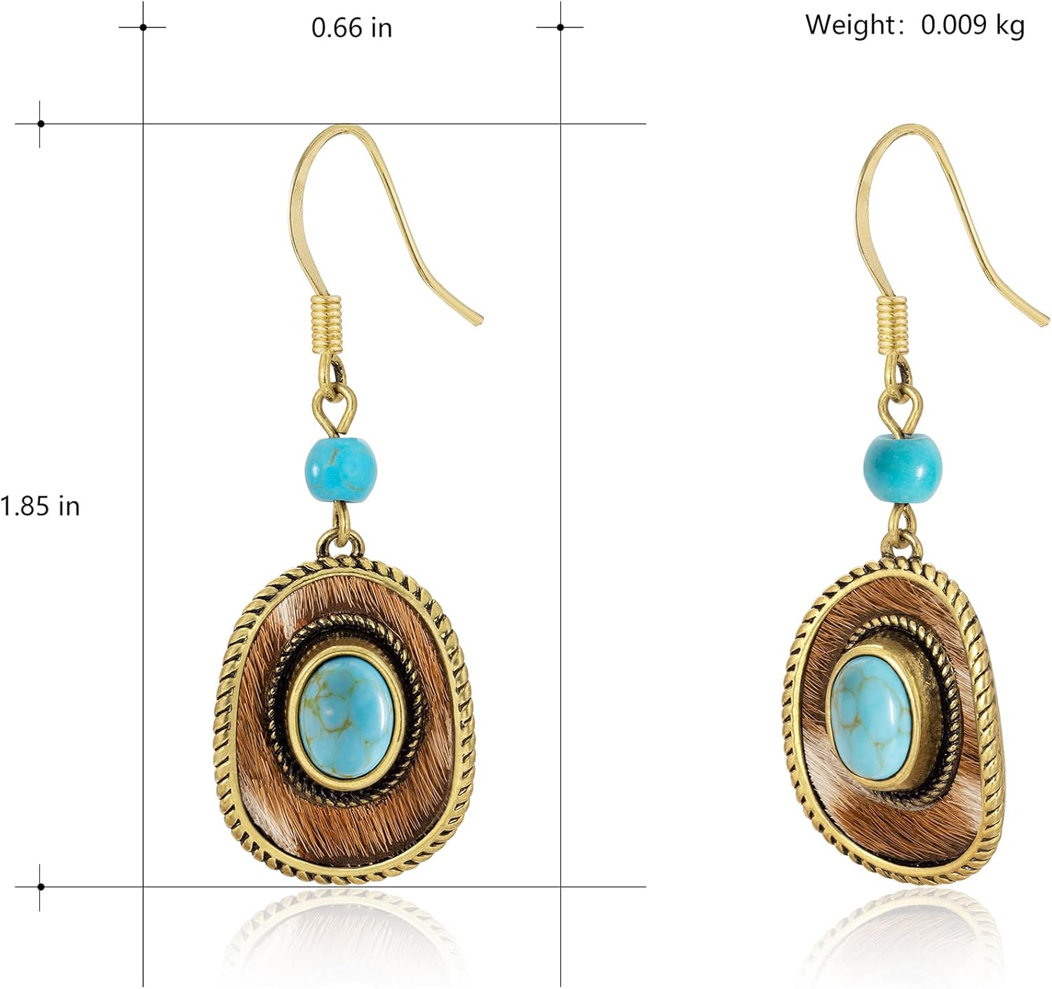 Wrangler Western Hat Drop Dangle Earrings for Women Country Statement Genuine Horsehair Turquoise Cowhide Retro Cowgirl Cowboy Jewelry - Image 6