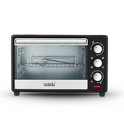 Ovenly 18 Litres Golden Oven for Kitchen with Barbeque Tray -1280W Electric Oven with Rotisserie- Timer Control, 4 Heating Mode - Bake Pizza, Cake, Grill Chicken (18L/OVSL06/SL)