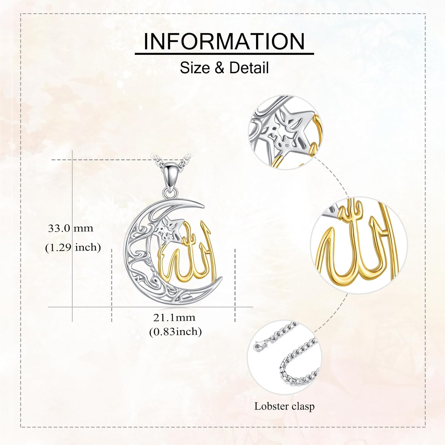 YAFEINI Allah Necklace Sterling Silver Islamic Pendant Arabic Jewelry for Women Mom - Image 5