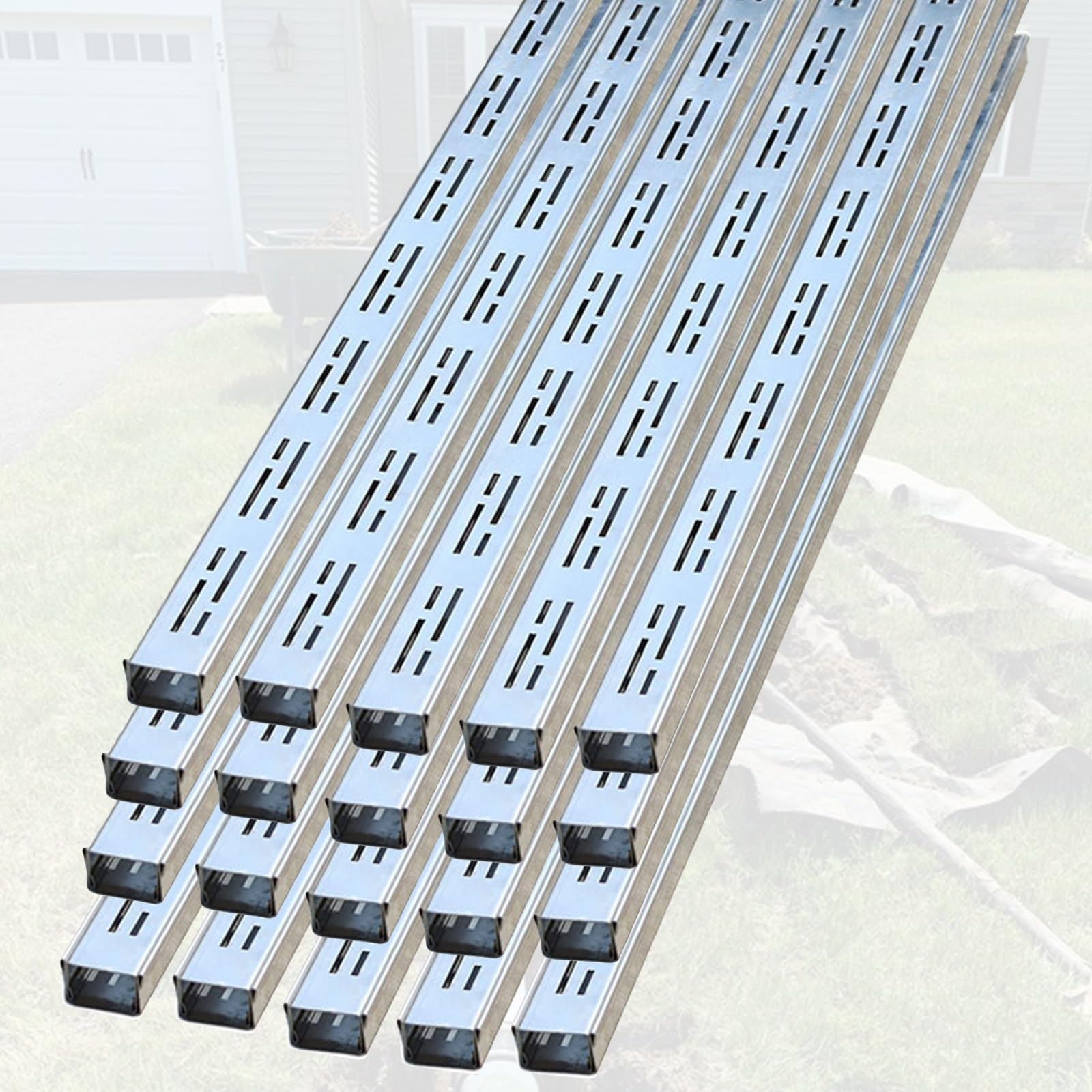 Canale di scarico a basso profilo, 20 pezzi, 2,0 m, scarico a flusso basso per grondaie strette da giardino (35-150 mm) - Materiali da costruzione per una gestione efficiente dell'acqua